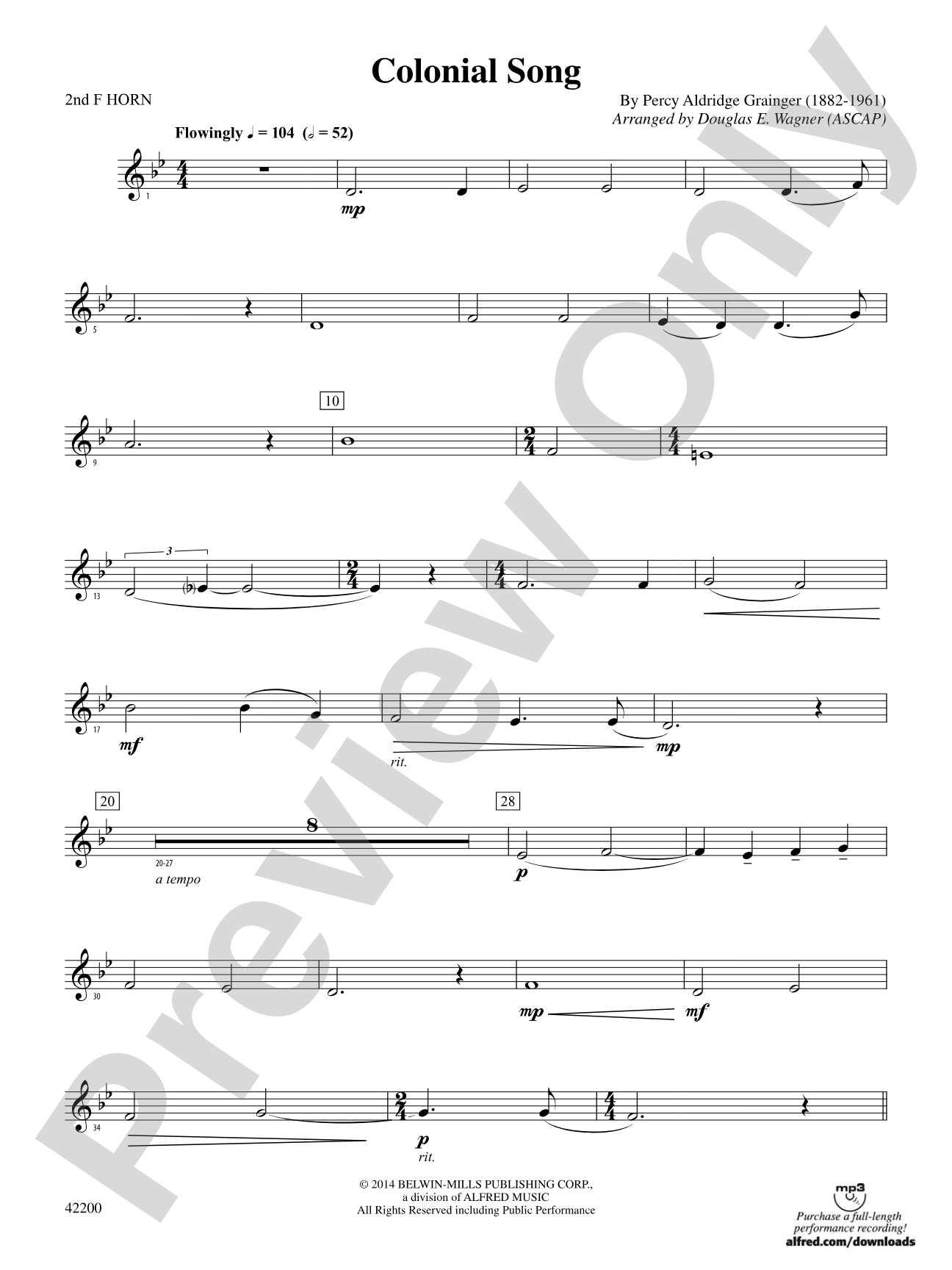 Colonial Song: 2nd F Horn