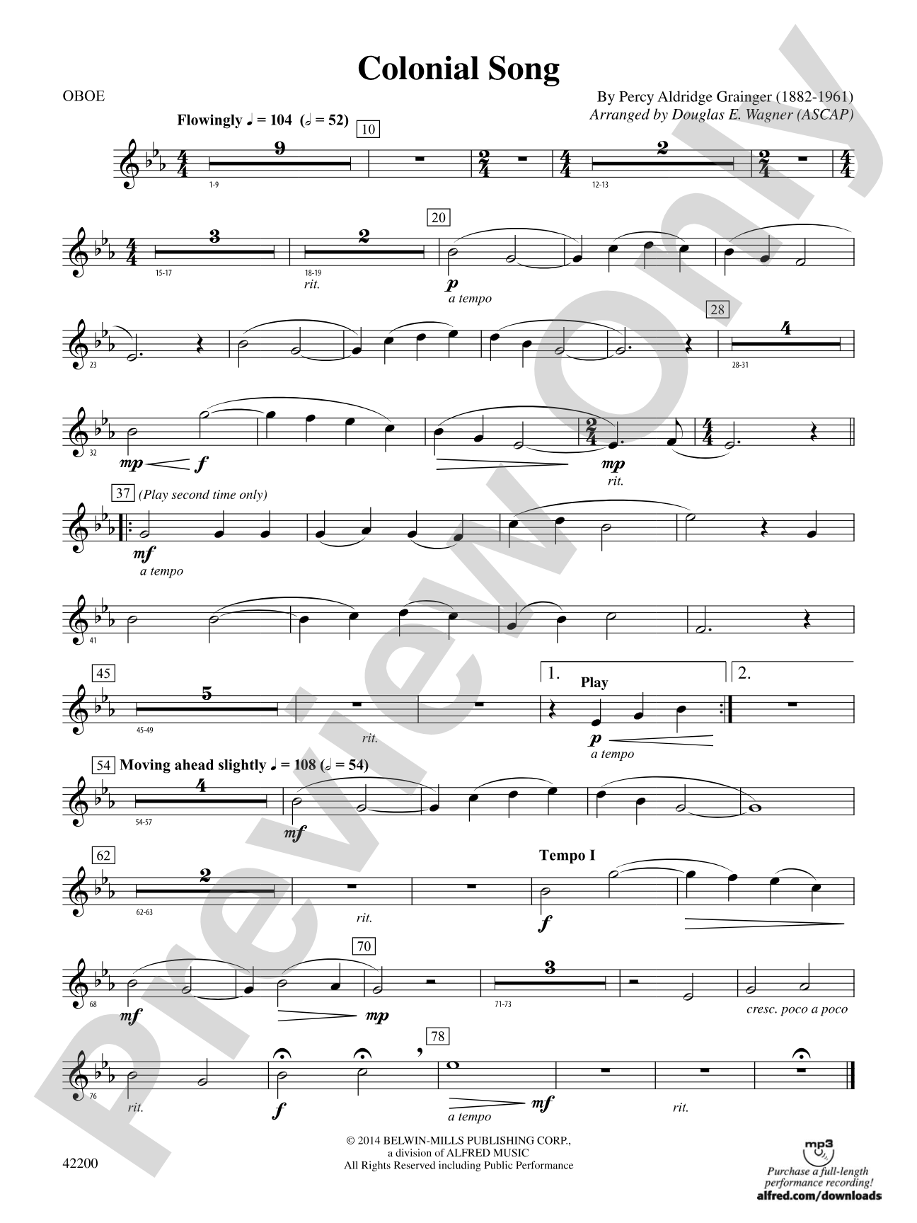 Colonial Song: Oboe