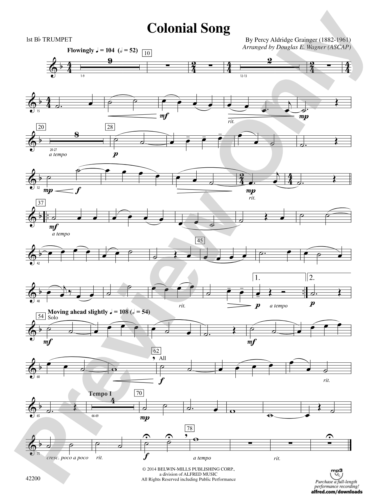 Colonial Song: 1st B-flat Trumpet