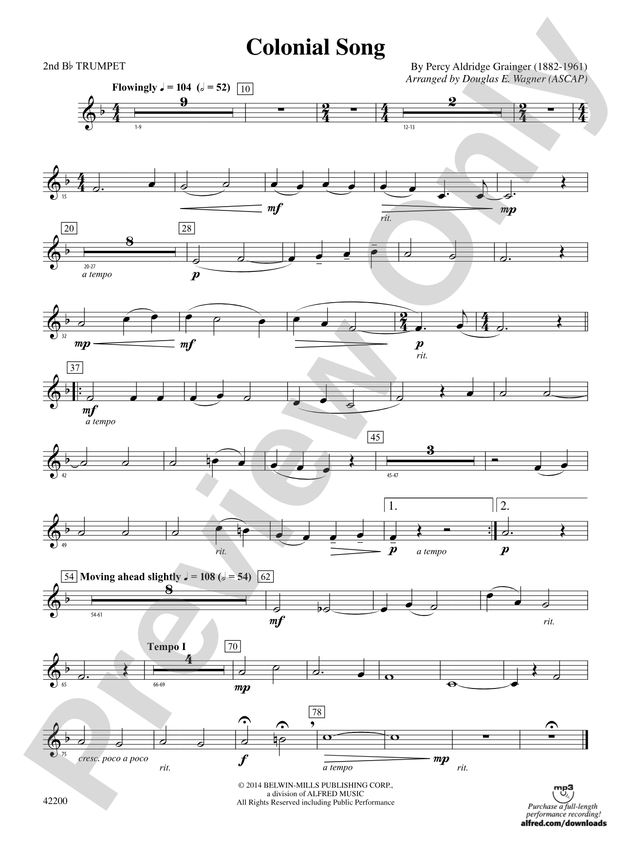 Colonial Song: 2nd B-flat Trumpet