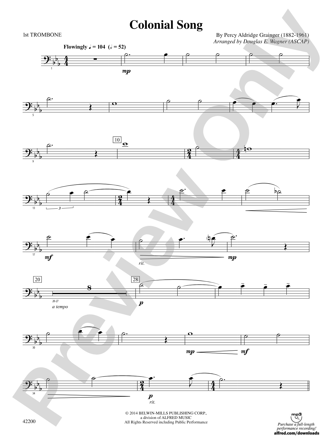 Colonial Song: 1st Trombone