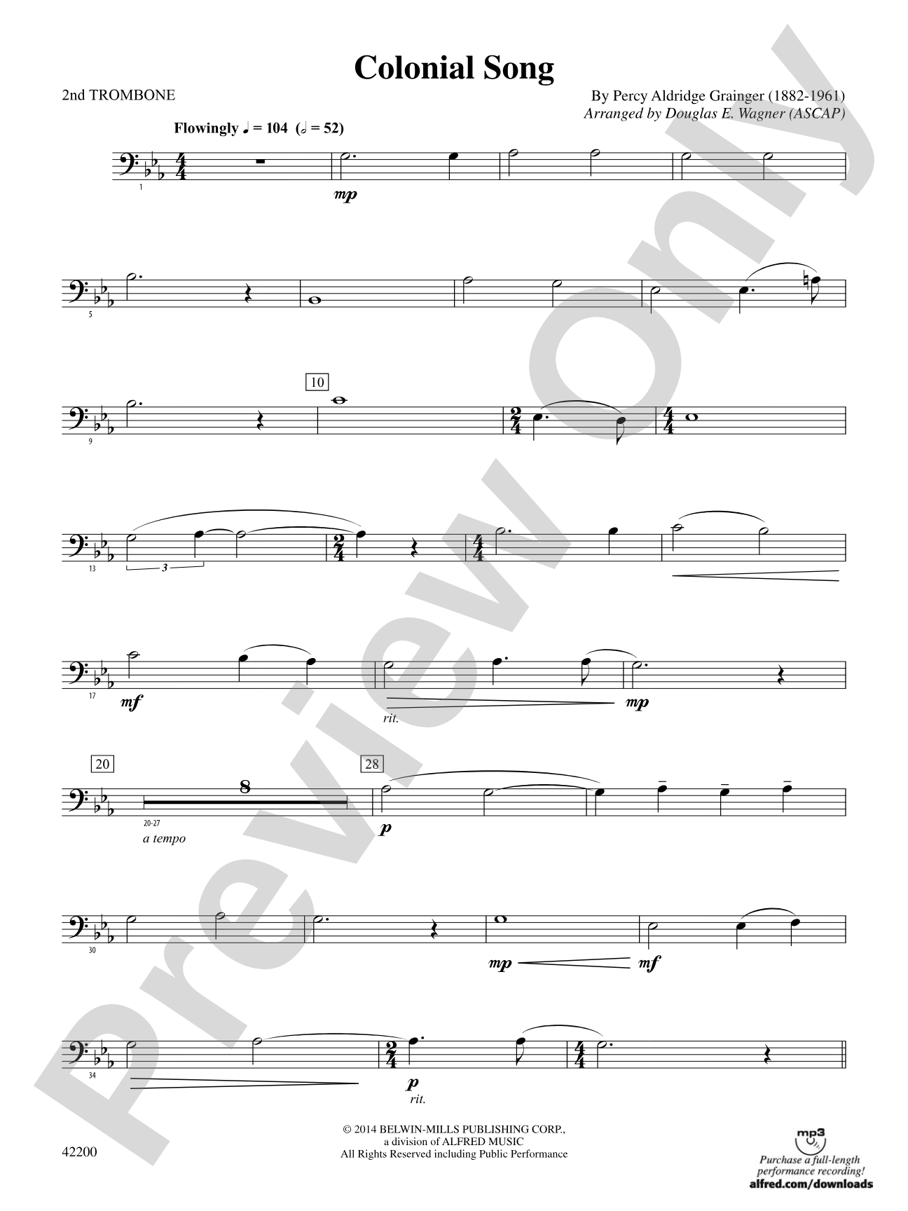 Colonial Song: 2nd Trombone