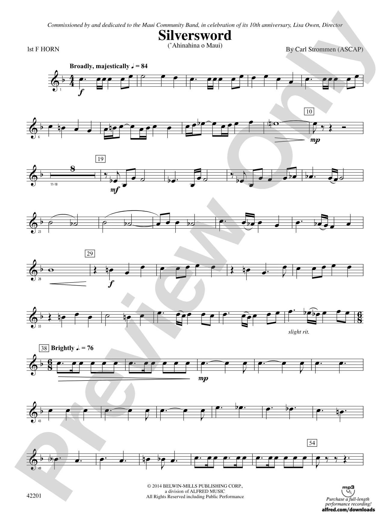 Silversword: 1st F Horn