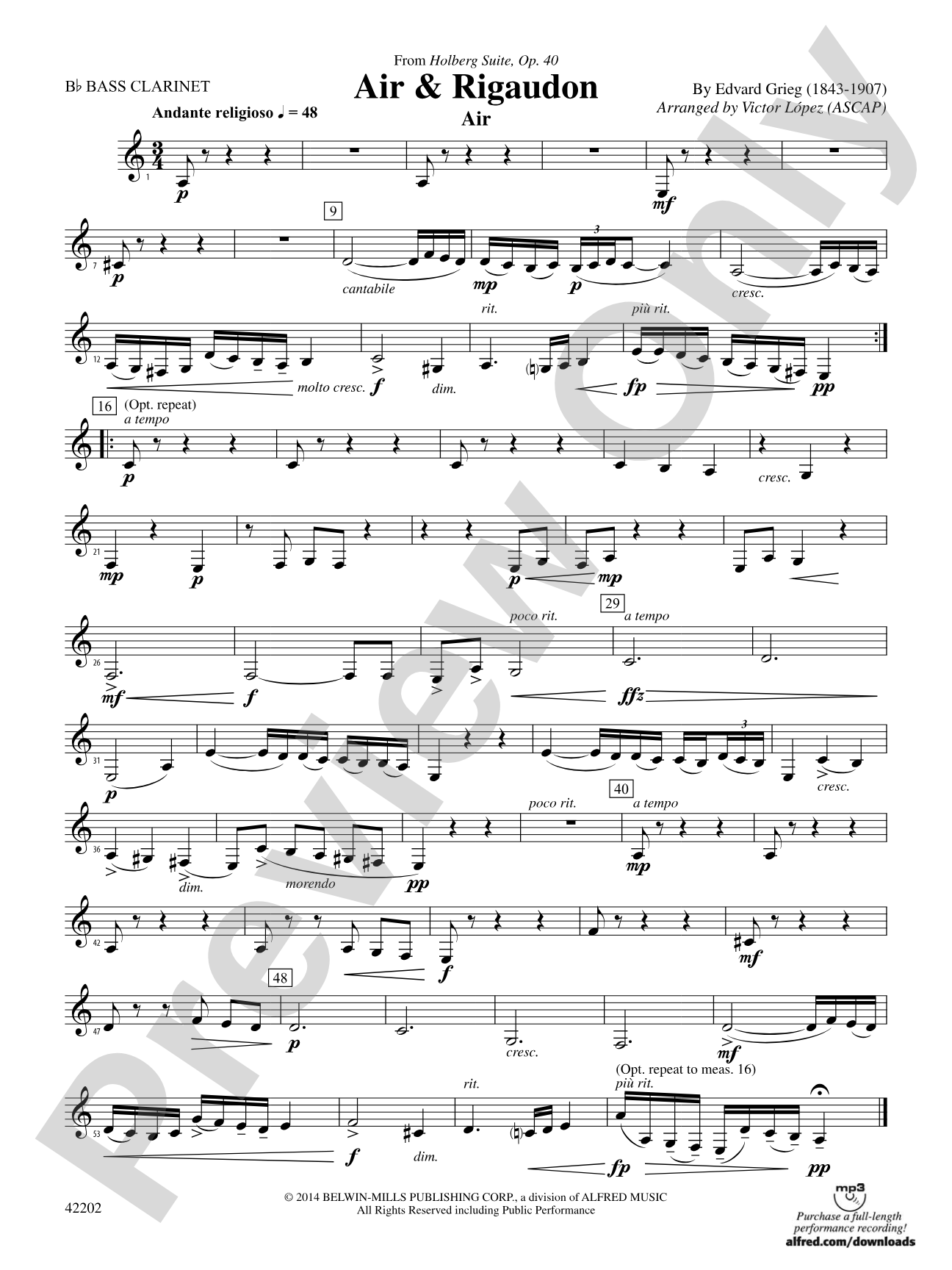 Air & Rigaudon: B-flat Bass Clarinet