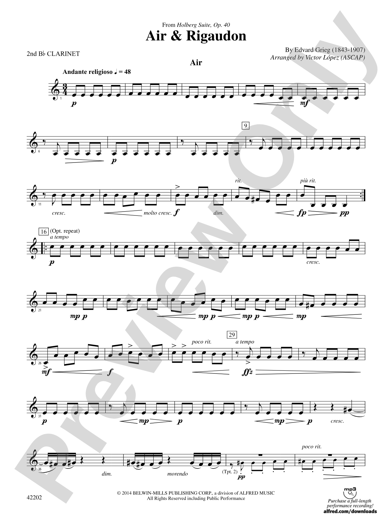 Air & Rigaudon: 2nd B-flat Clarinet