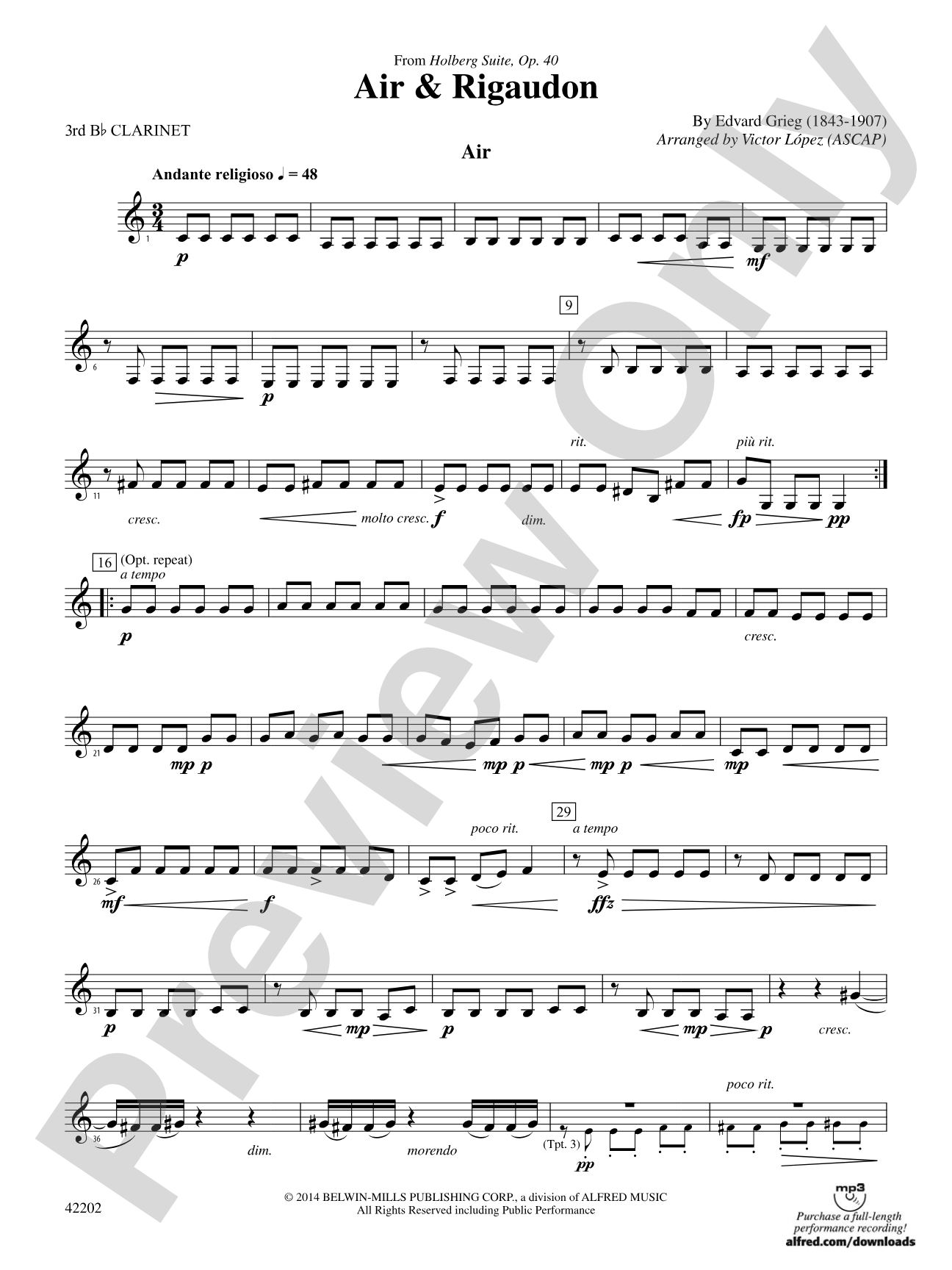 Air & Rigaudon: 3rd B-flat Clarinet