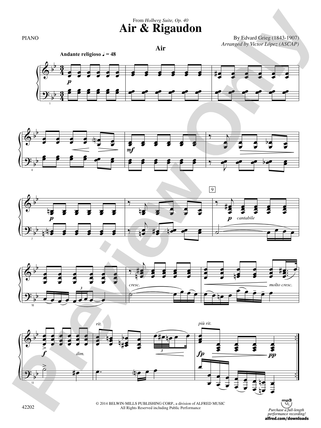Air & Rigaudon: Piano Accompaniment