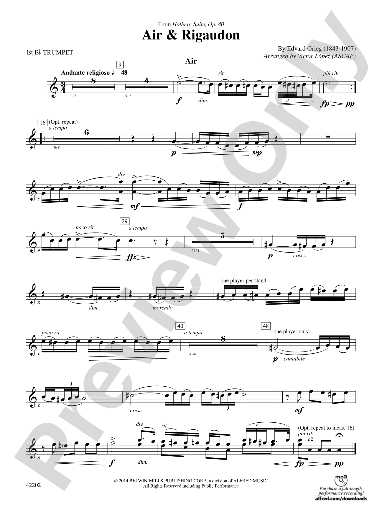 Air & Rigaudon: 1st B-flat Trumpet