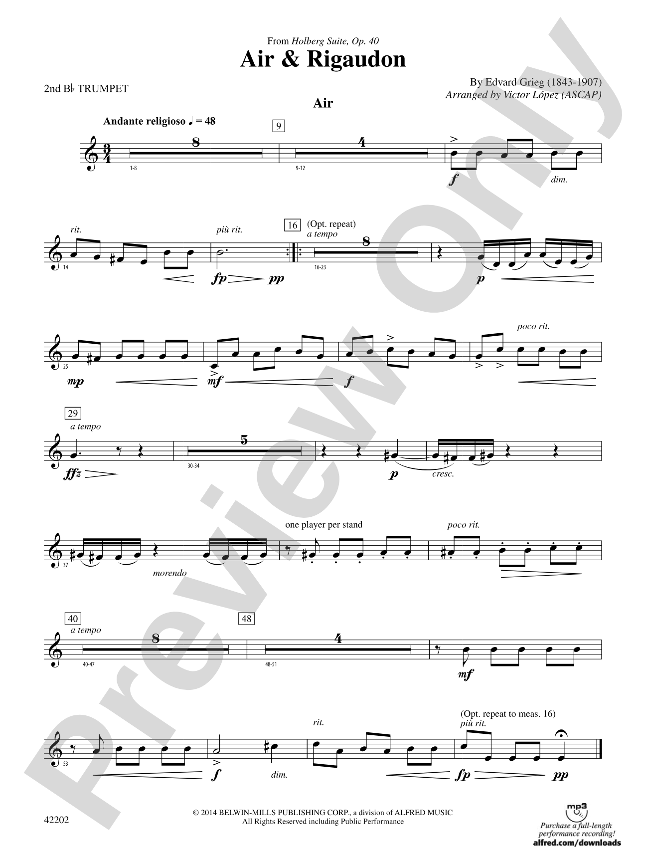 Air & Rigaudon: 2nd B-flat Trumpet