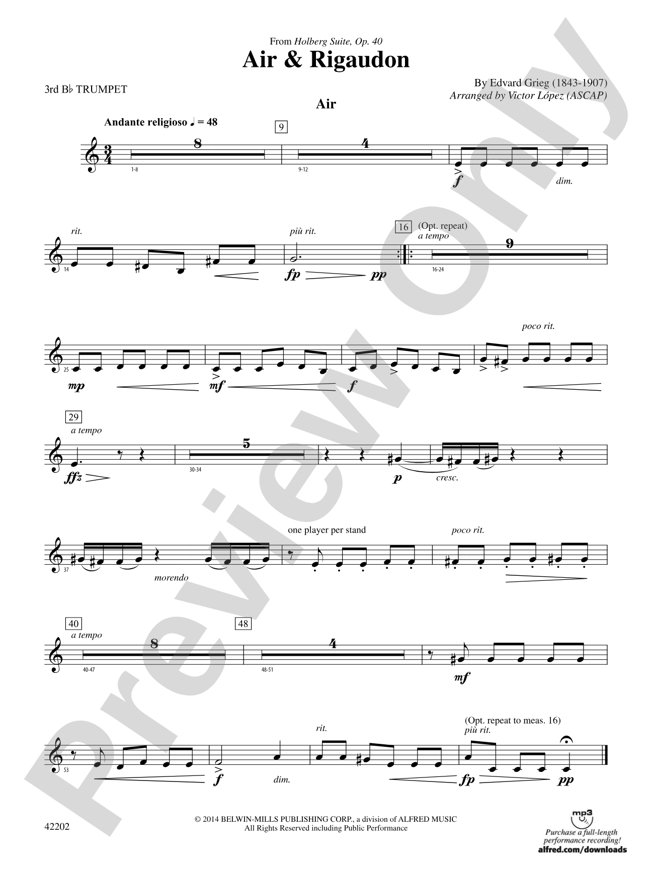 Air & Rigaudon: 3rd B-flat Trumpet