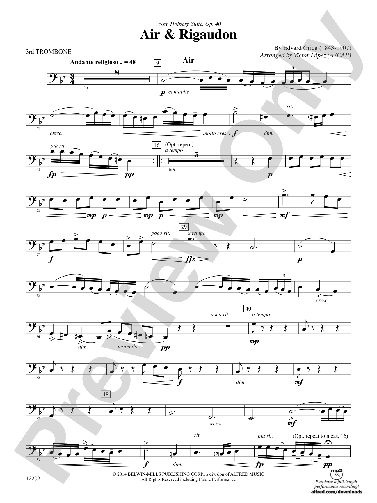 Air & Rigaudon: 3rd Trombone