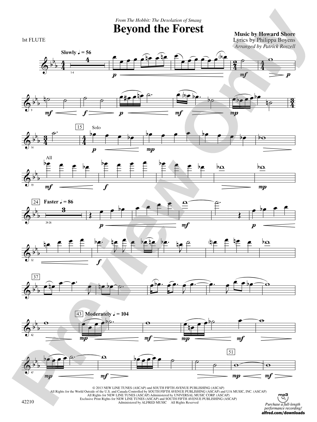 Beyond the Forest (from The Hobbit: The Desolation of Smaug): Flute