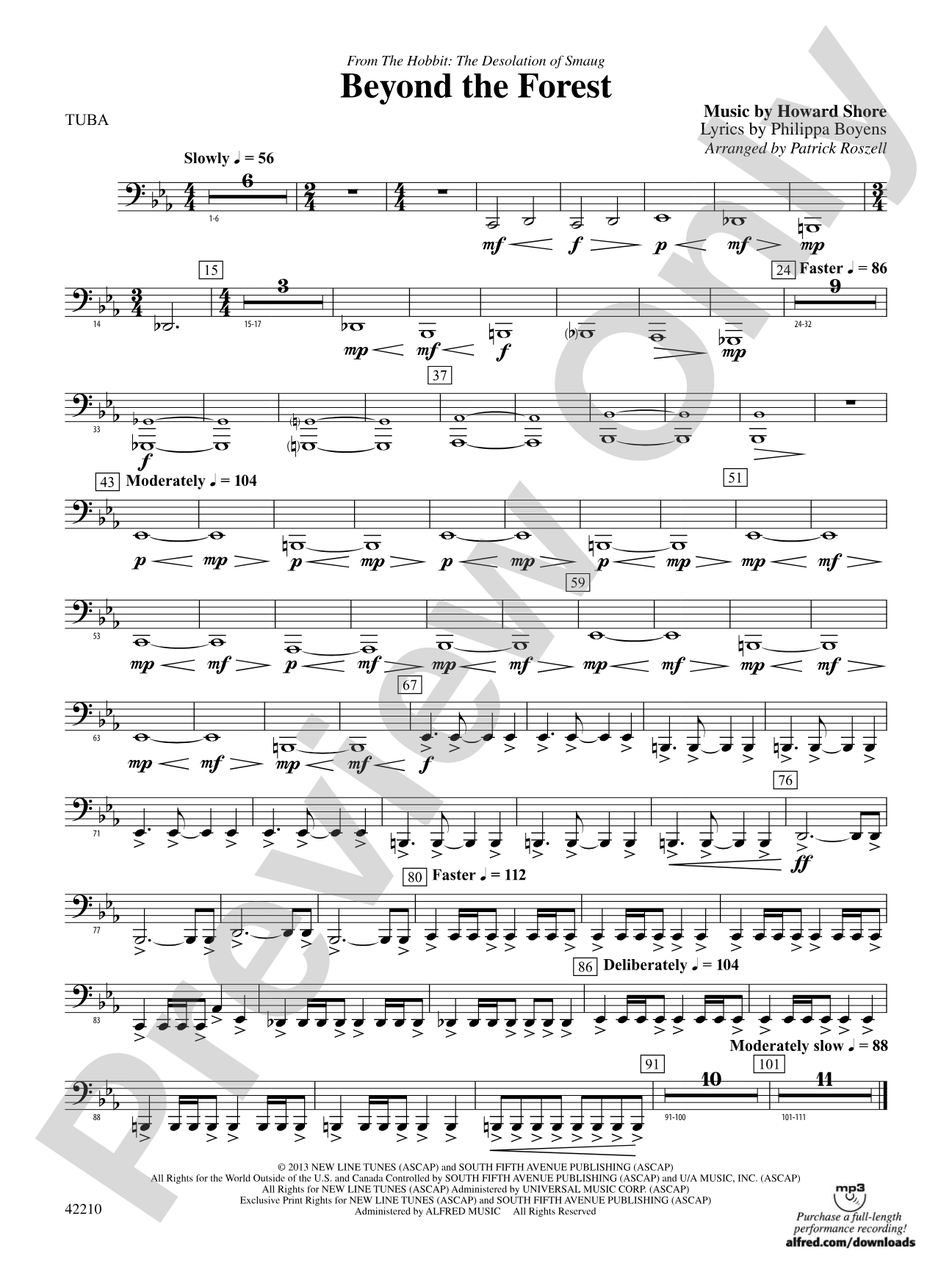 Beyond the Forest (from The Hobbit: The Desolation of Smaug): Tuba