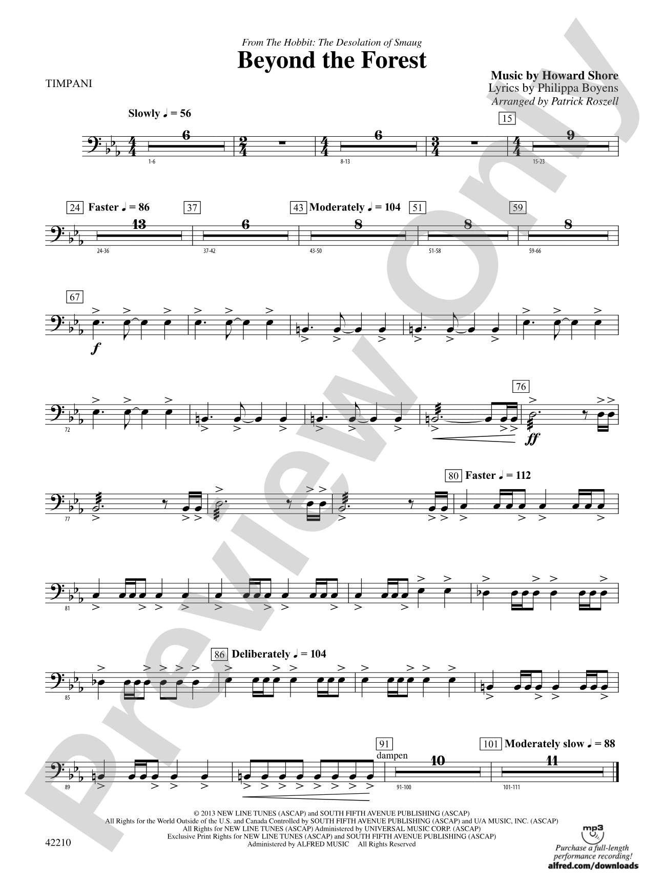 Beyond the Forest (from The Hobbit: The Desolation of Smaug): Timpani