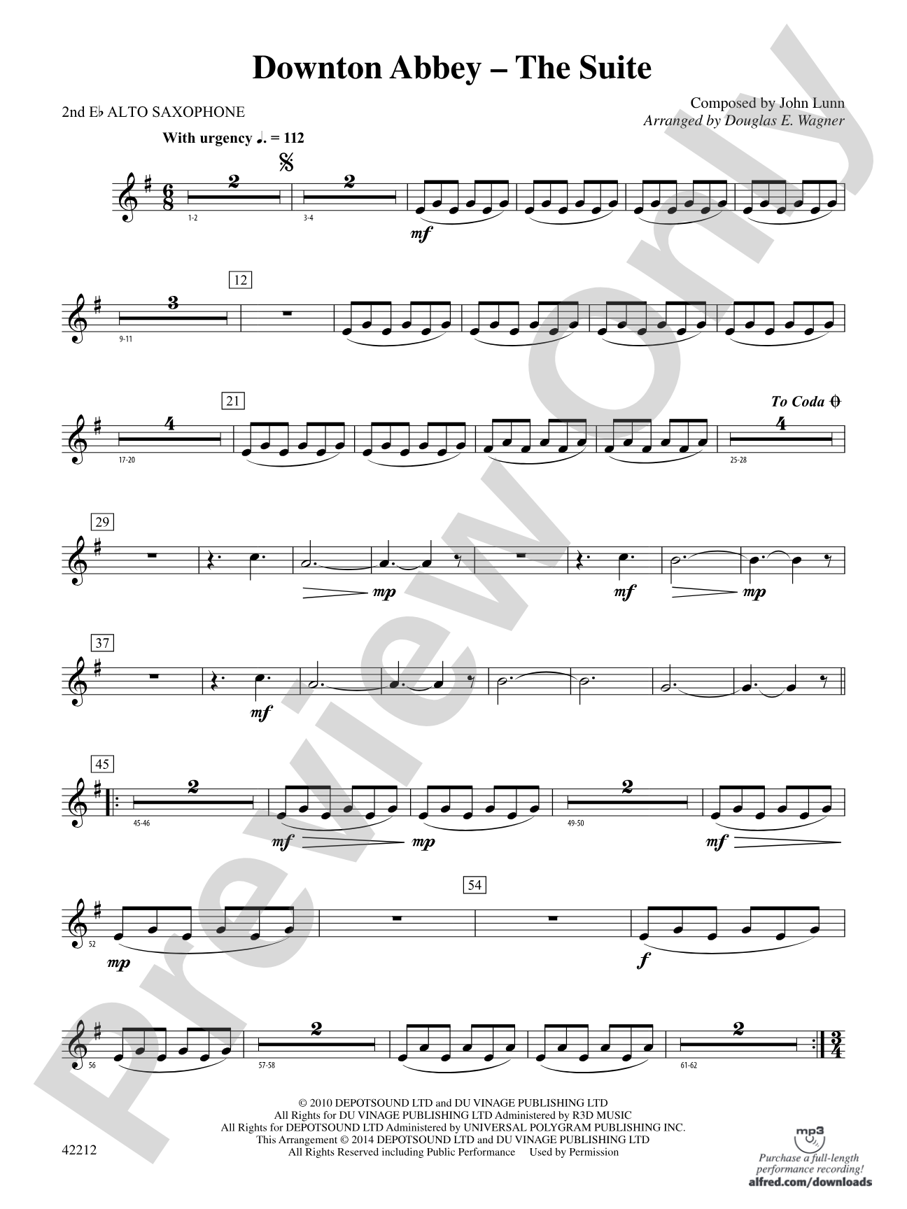Downton Abbey -- The Suite: 2nd E-flat Alto Saxophone
