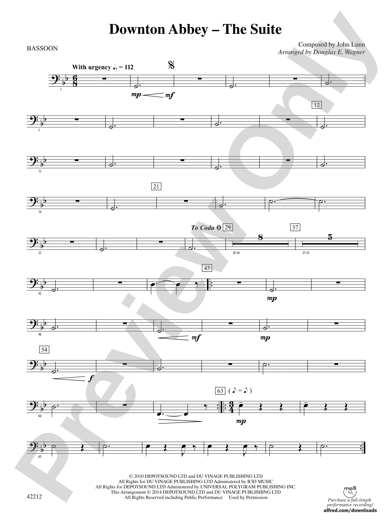 Downton Abbey -- The Suite: Bassoon