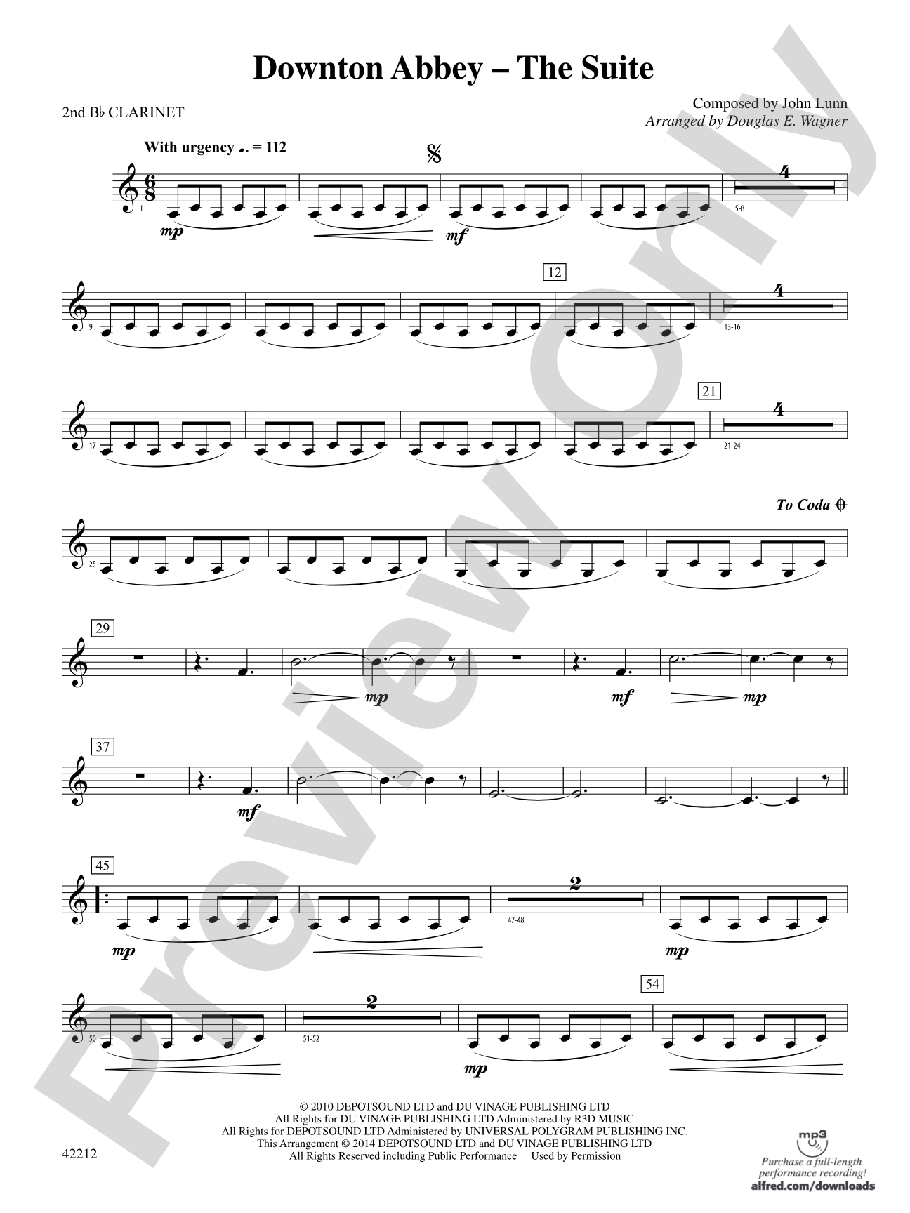 Downton Abbey -- The Suite: 2nd B-flat Clarinet