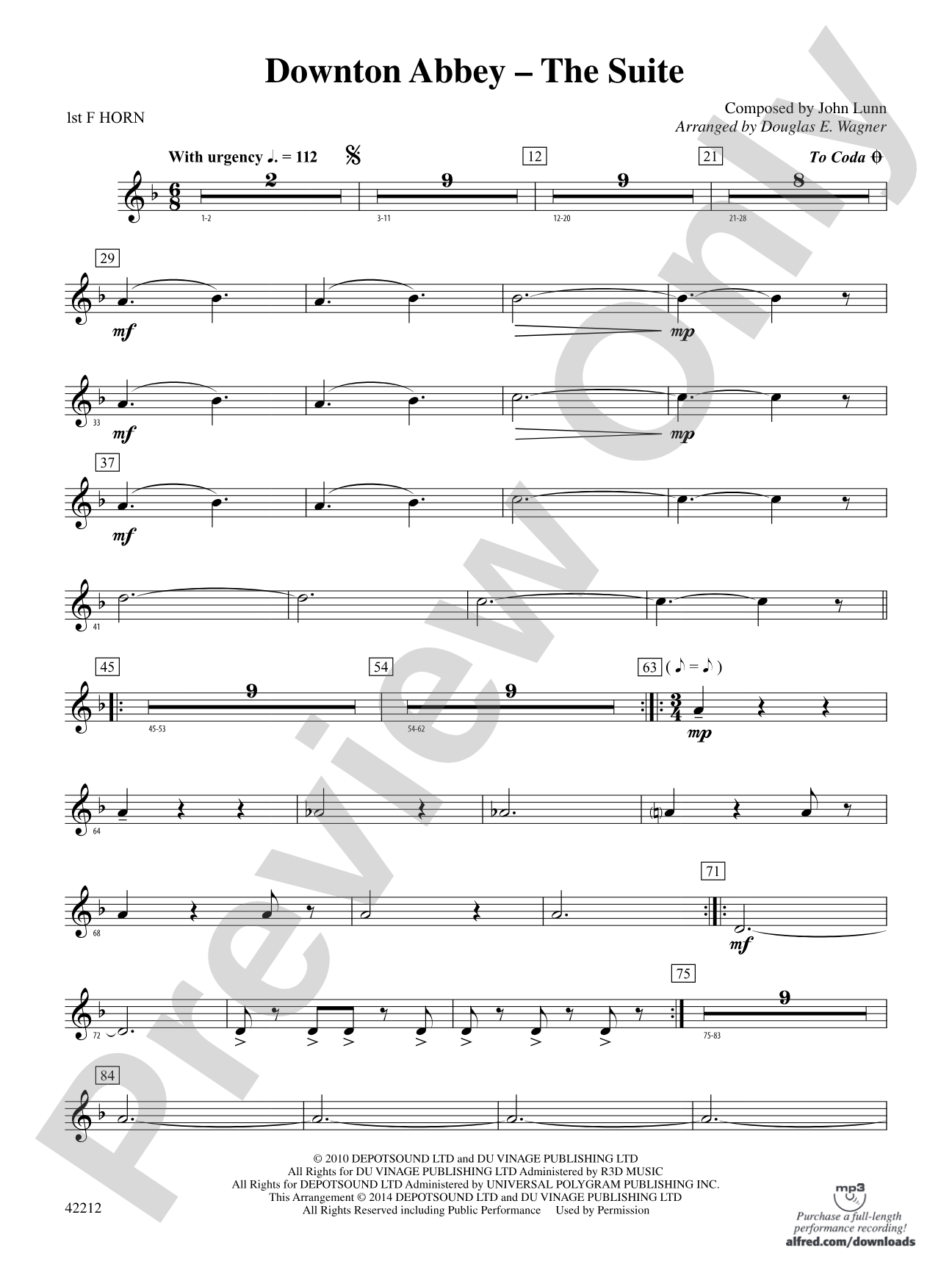 Downton Abbey -- The Suite: 1st F Horn