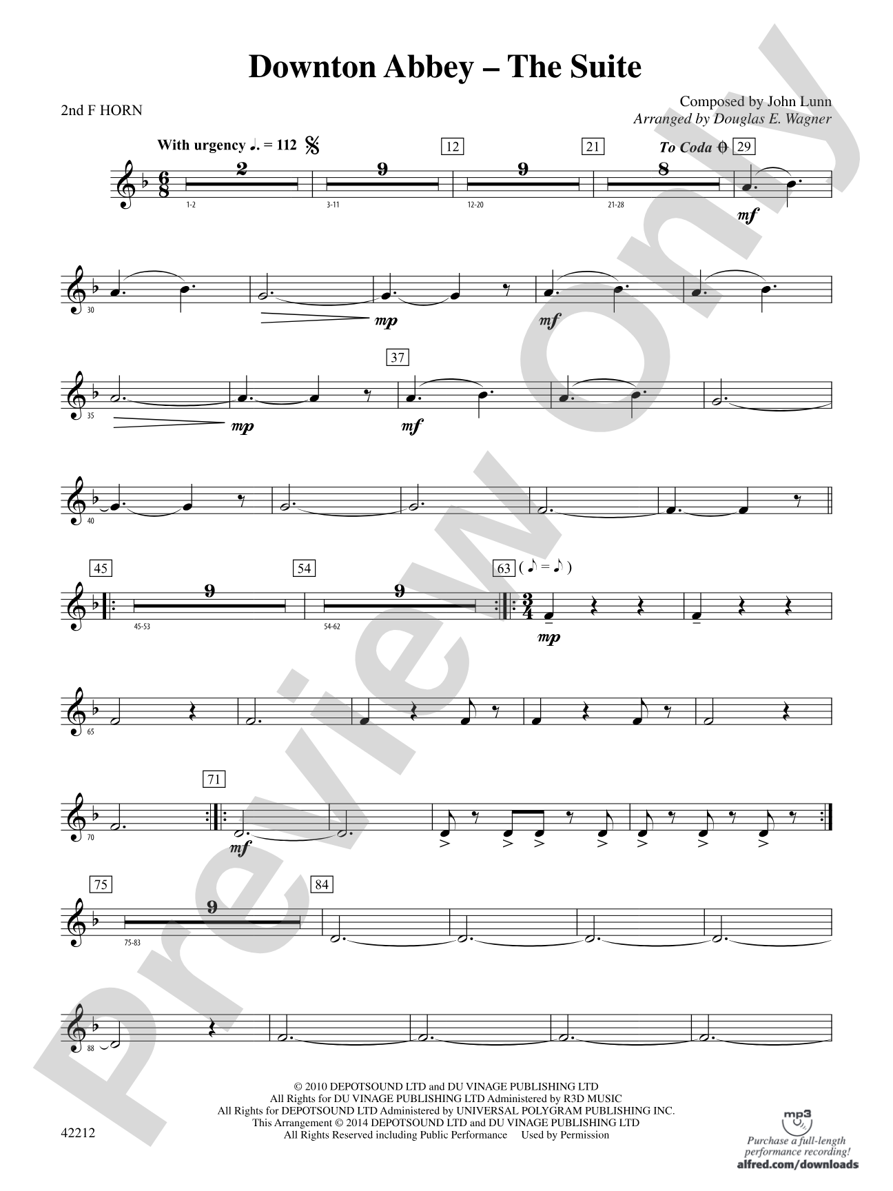 Downton Abbey -- The Suite: 2nd F Horn
