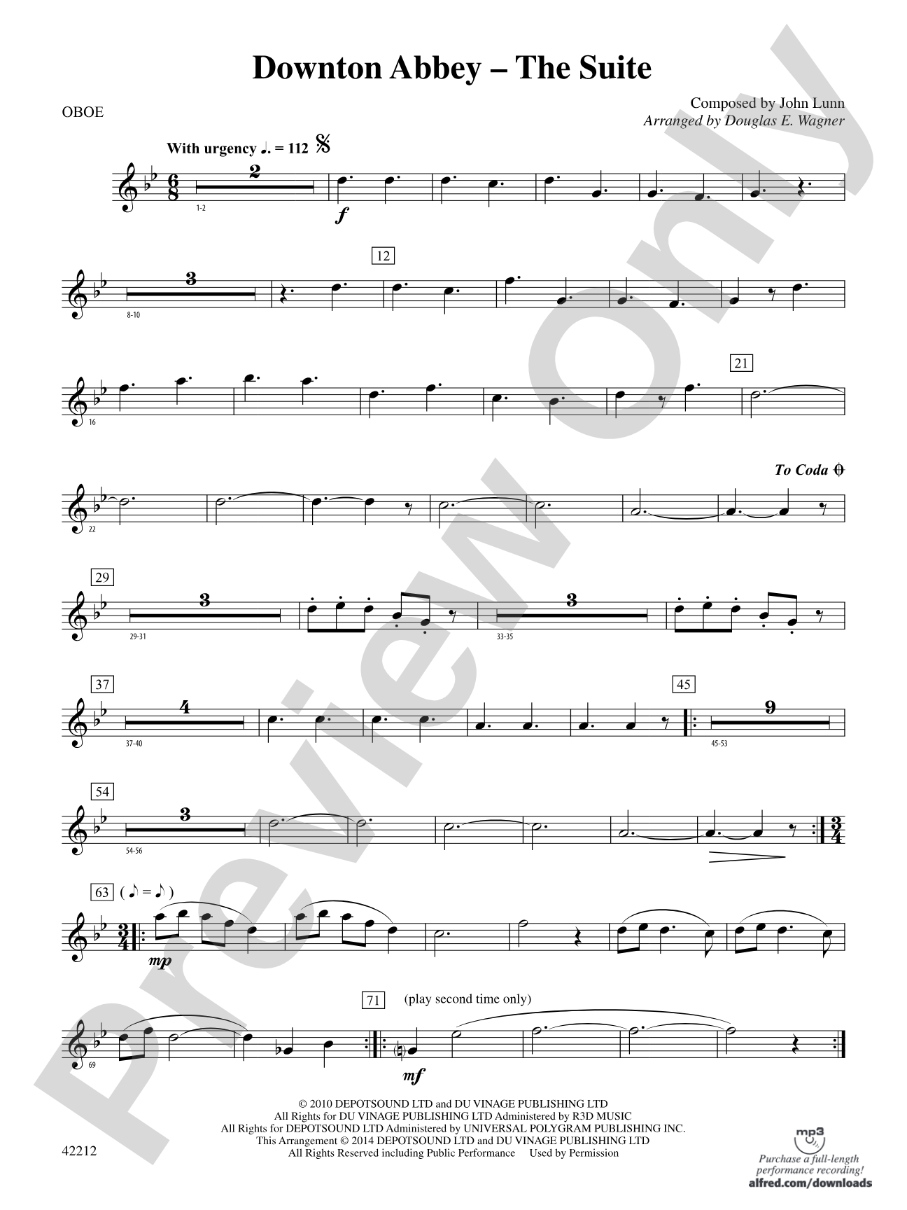 Downton Abbey -- The Suite: Oboe