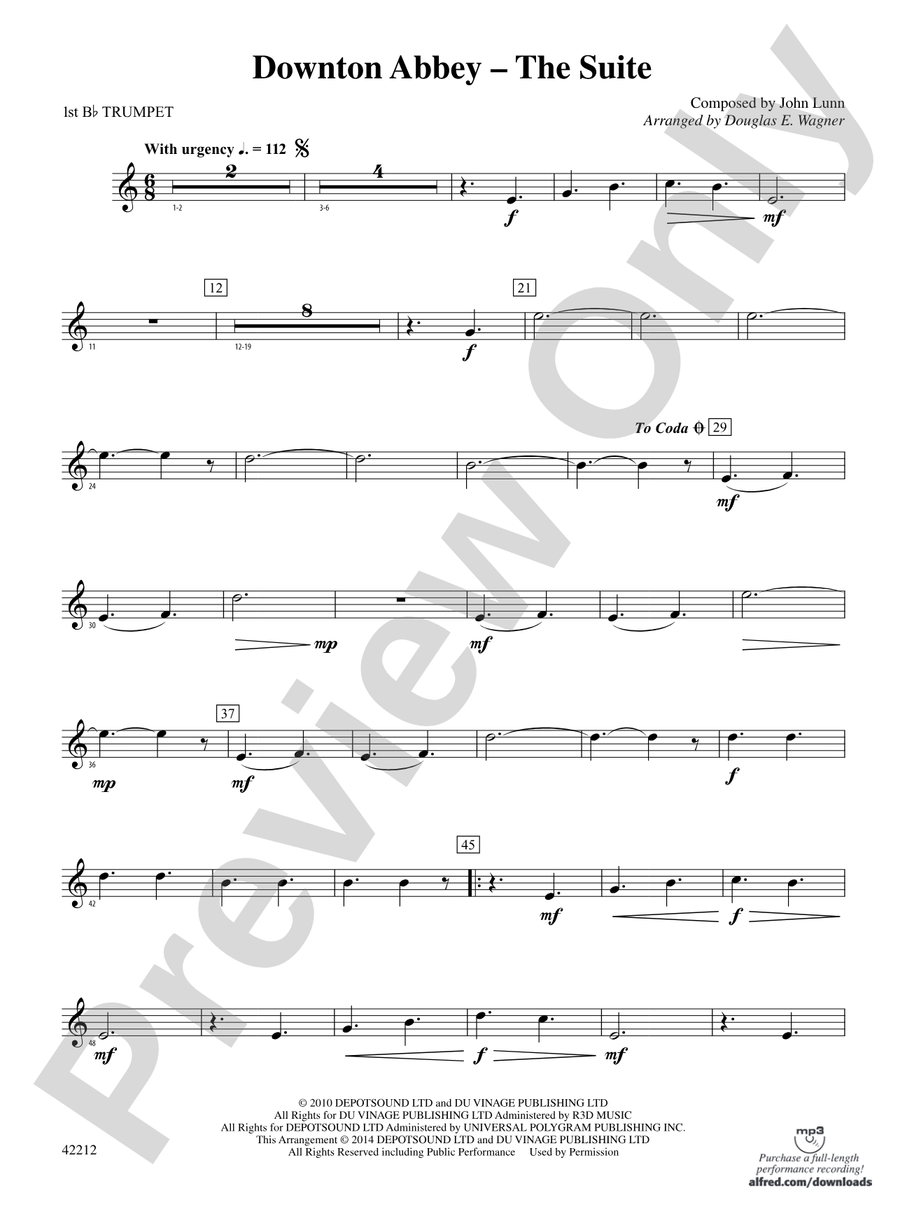 Downton Abbey -- The Suite: 1st B-flat Trumpet