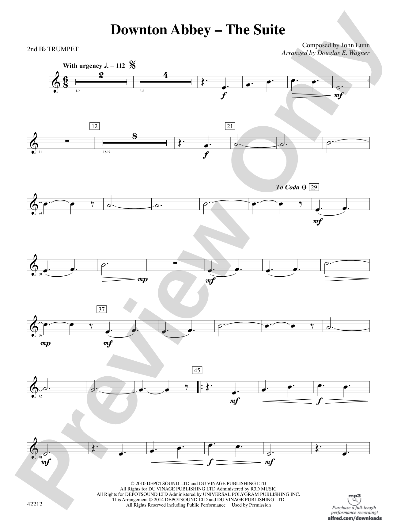 Downton Abbey -- The Suite: 2nd B-flat Trumpet