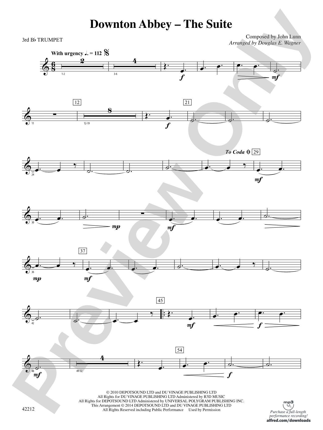 Downton Abbey -- The Suite: 3rd B-flat Trumpet