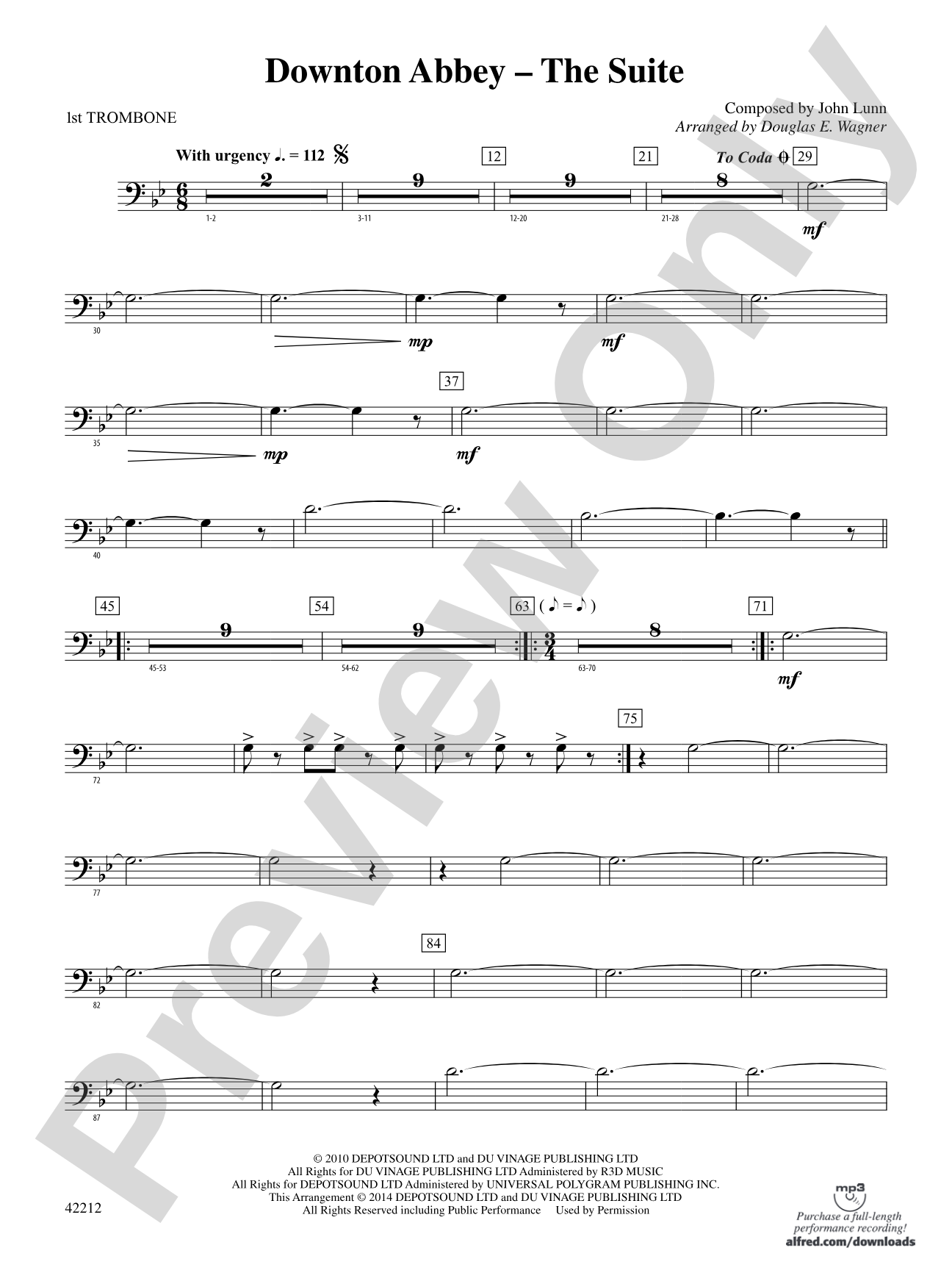 Downton Abbey -- The Suite: 1st Trombone