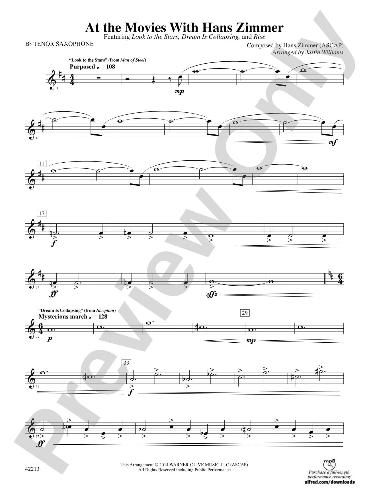 At the Movies with Hans Zimmer: B-flat Tenor Saxophone