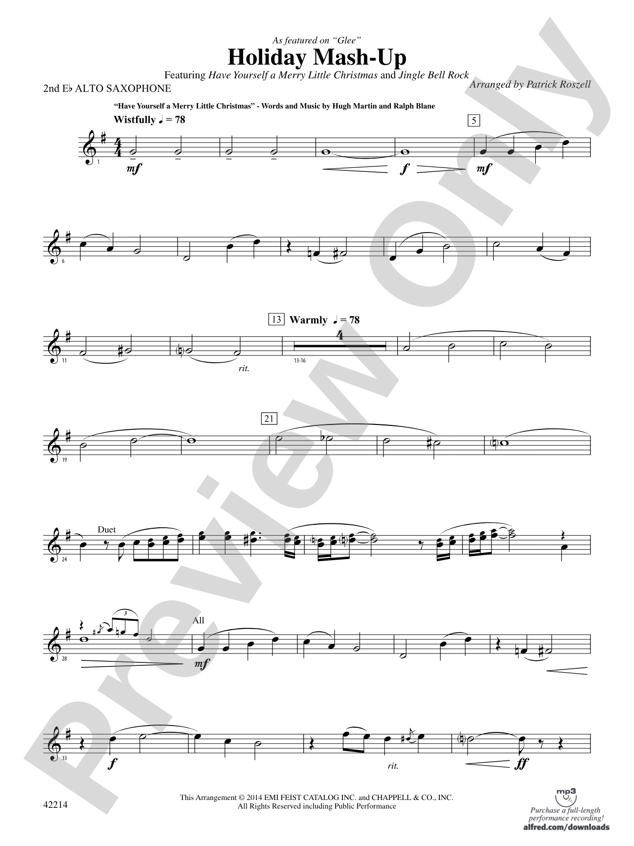 Holiday Mash-Up (as featured on Glee): 2nd E-flat Alto Saxophone