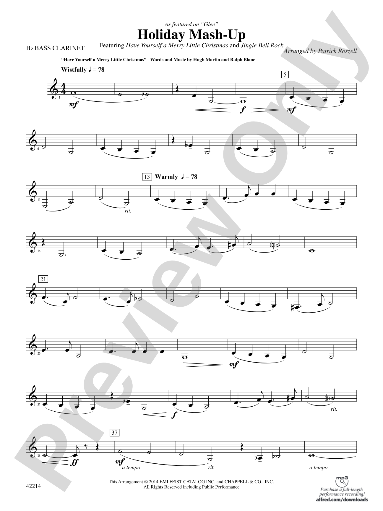 Holiday Mash-Up (as featured on Glee): B-flat Bass Clarinet