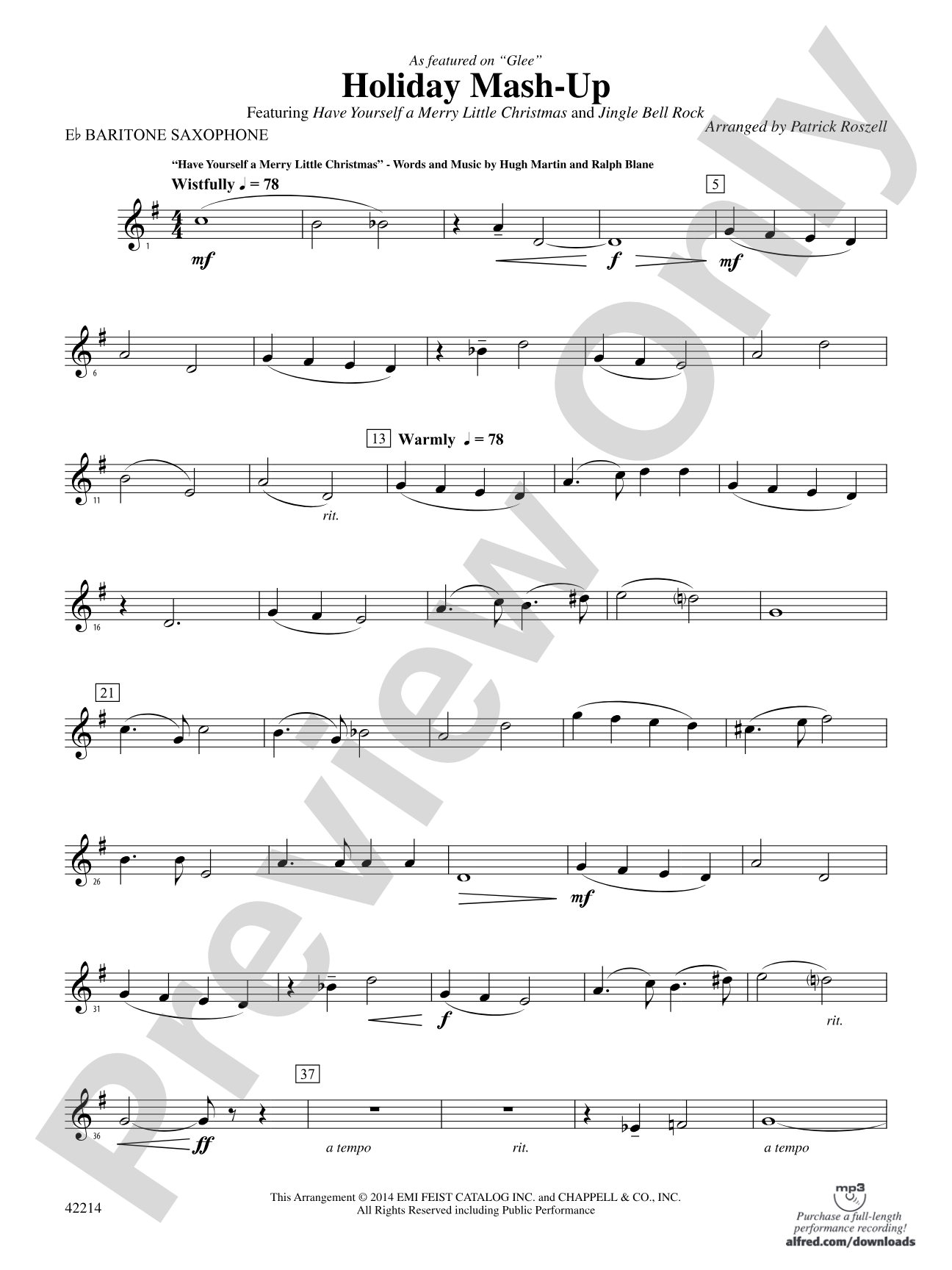 Holiday Mash-Up (as featured on Glee): E-flat Baritone Saxophone