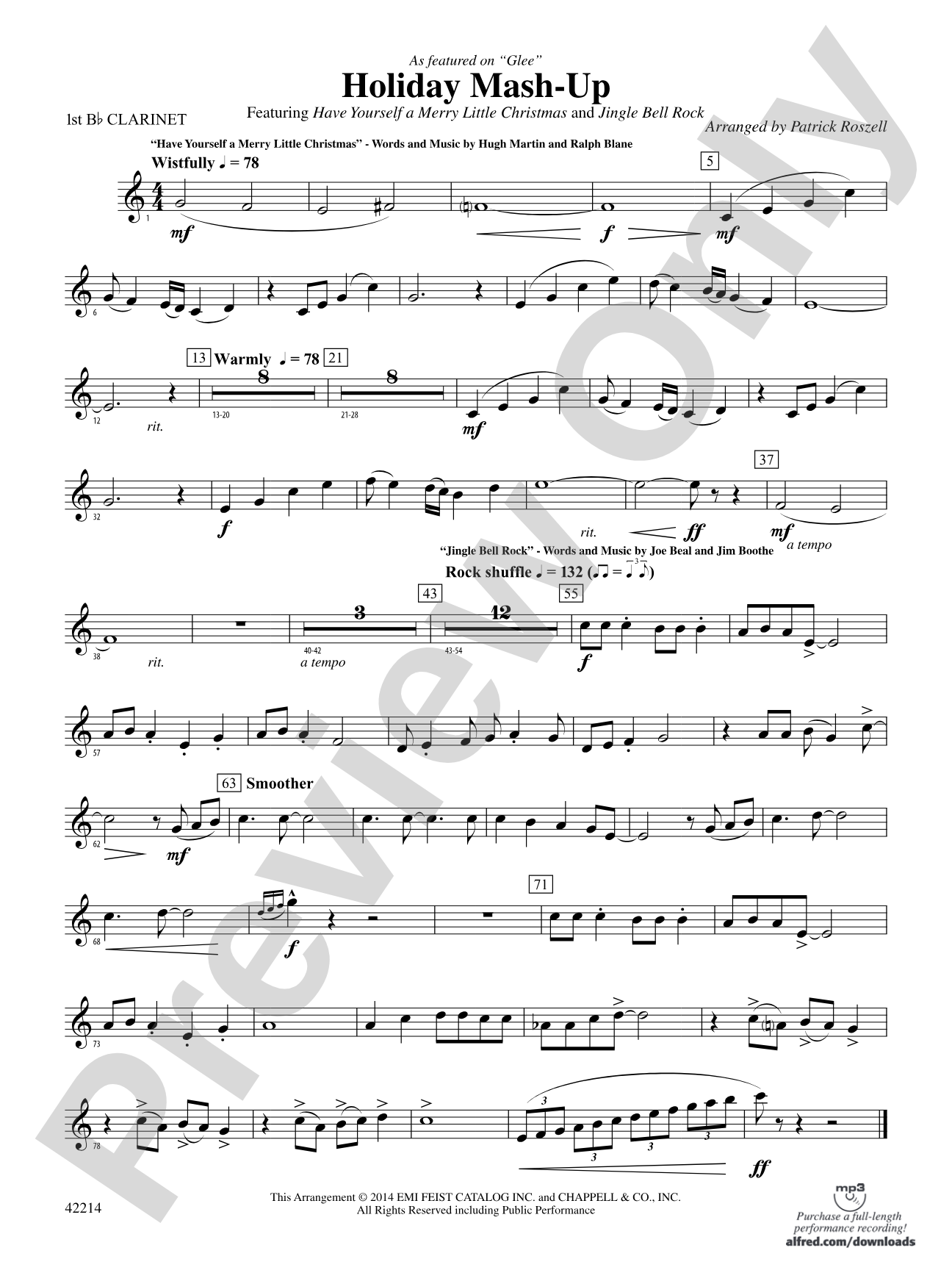 Holiday Mash-Up (as featured on Glee): 1st B-flat Clarinet