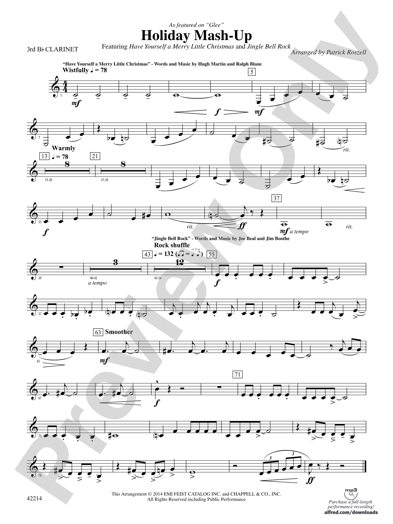 Holiday Mash-Up (as featured on Glee): 3rd B-flat Clarinet