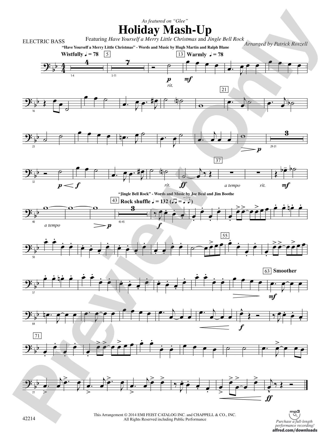 Holiday Mash-Up (as featured on Glee): Electric Bass