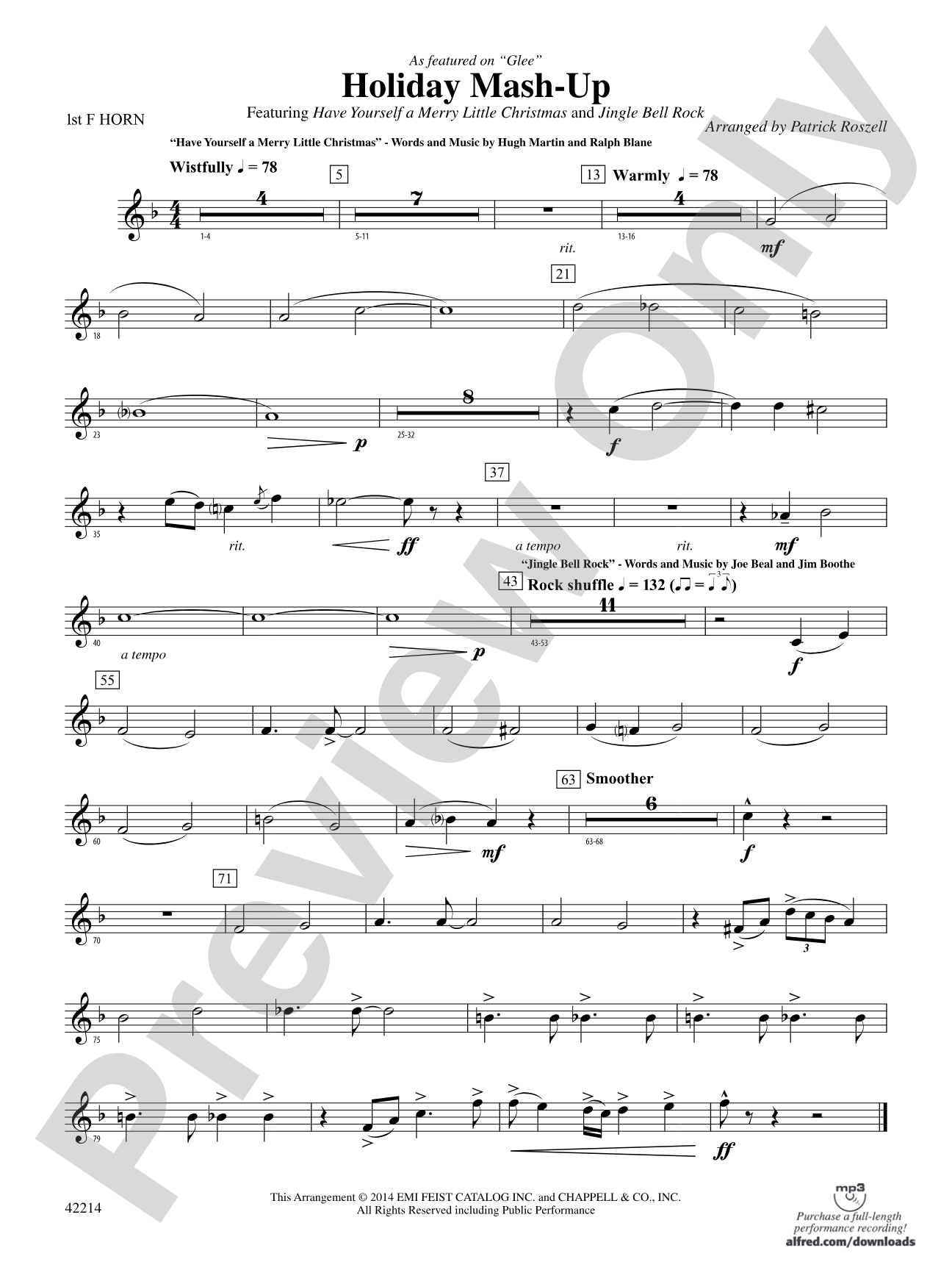 Holiday Mash-Up (as featured on Glee): 1st F Horn