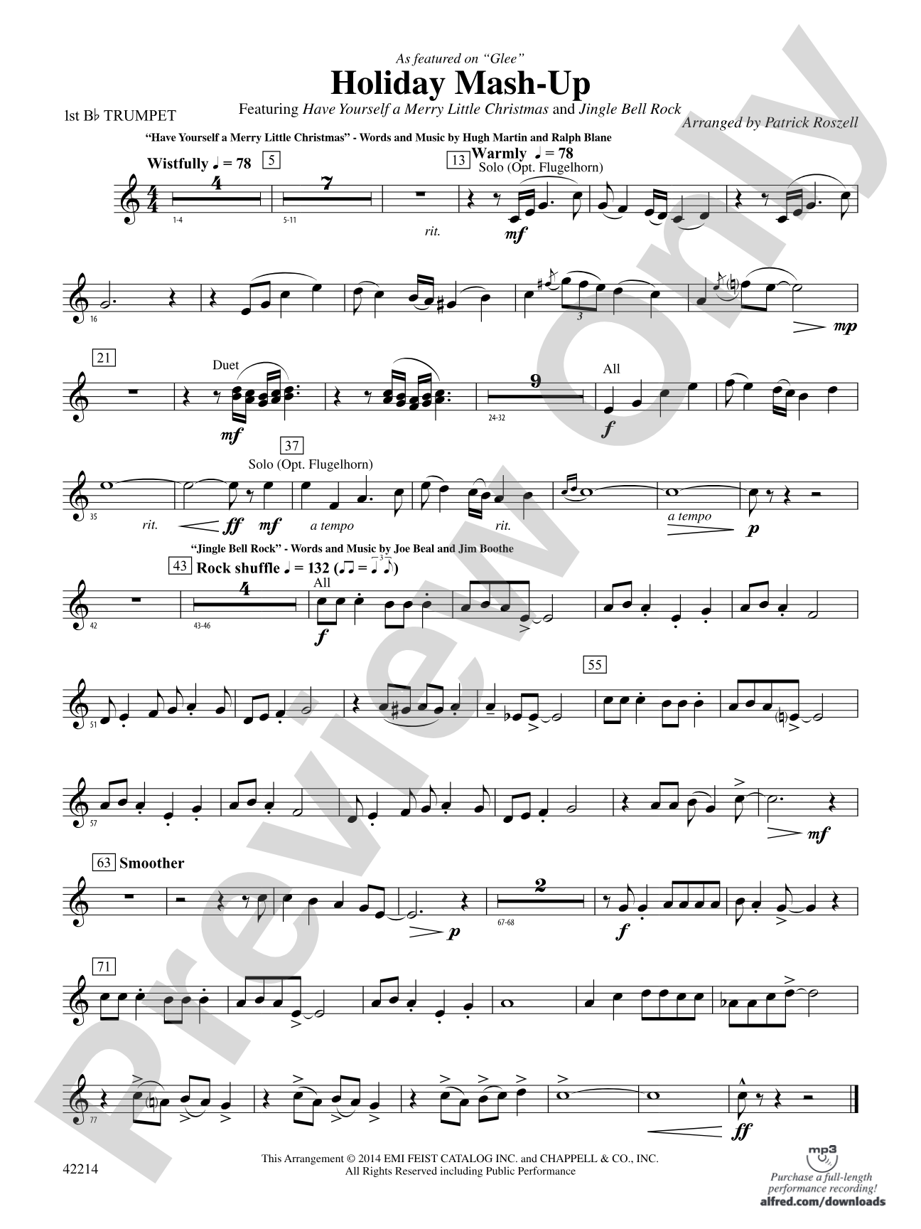 Holiday Mash-Up (as featured on Glee): 1st B-flat Trumpet