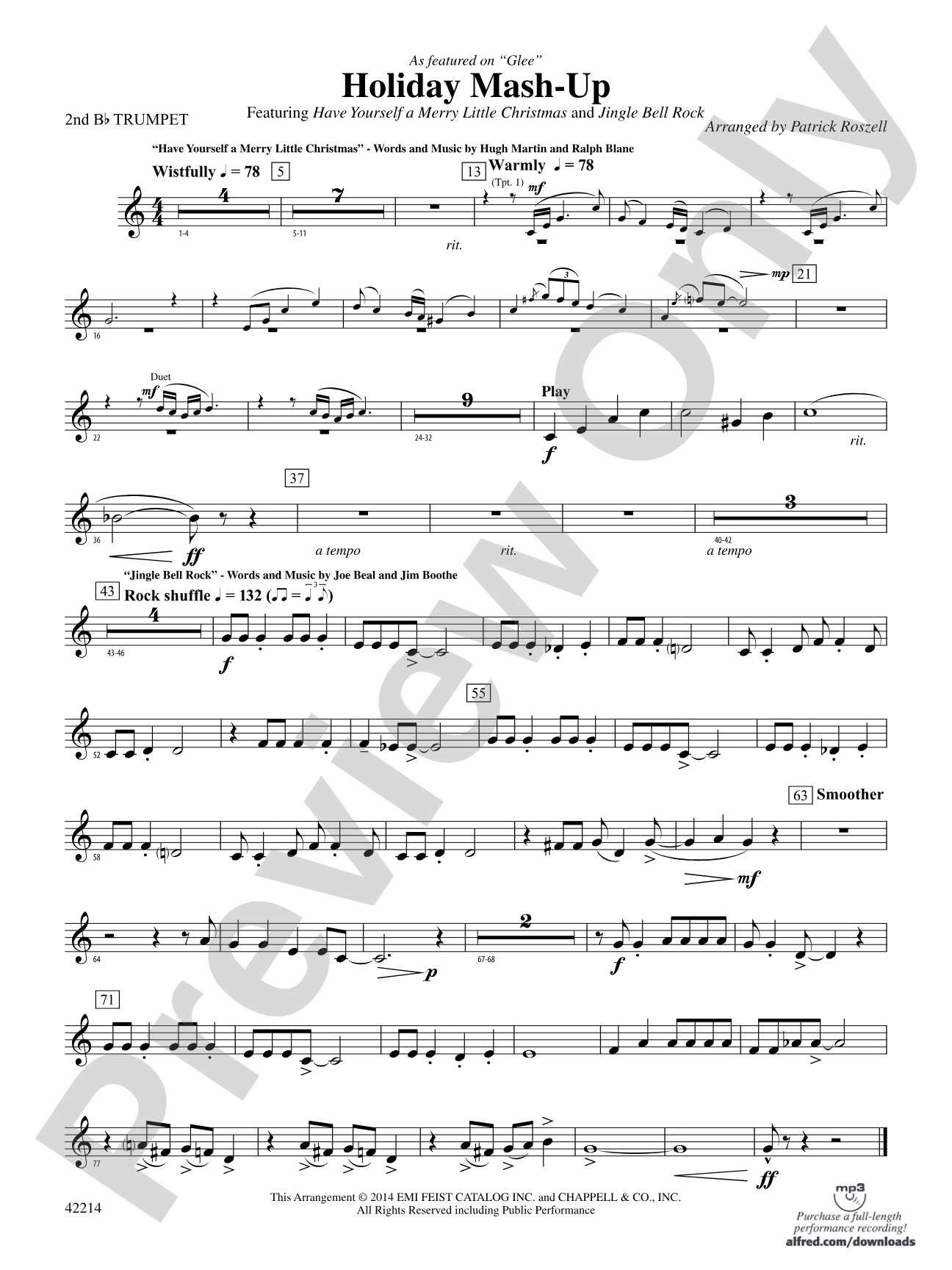 Holiday Mash-Up (as featured on Glee): 2nd B-flat Trumpet