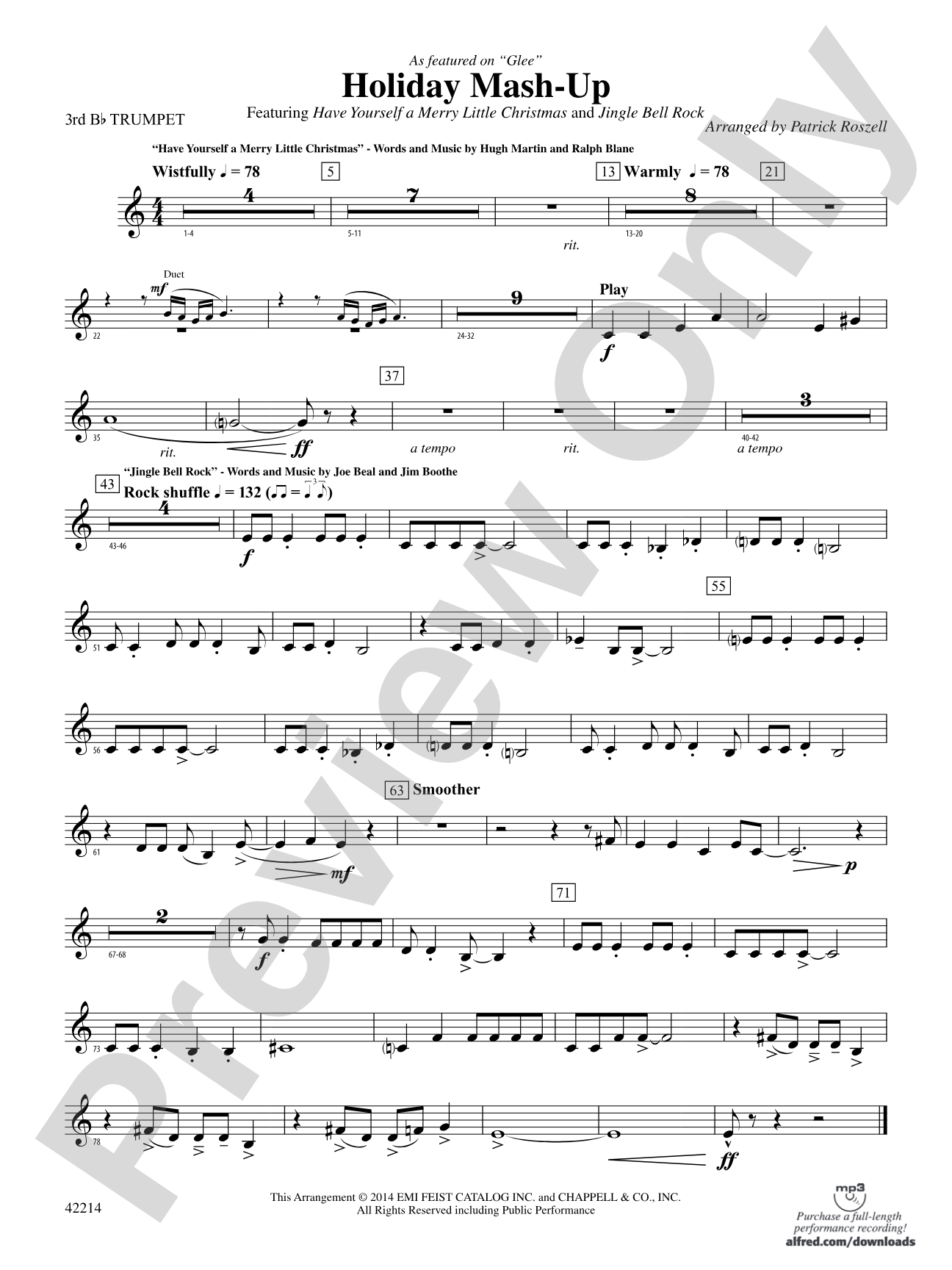 Holiday Mash-Up (as featured on Glee): 3rd B-flat Trumpet