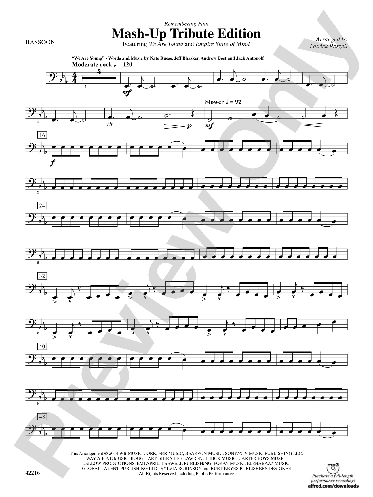 Mash-Up---Tribute Edition (Remembering Finn) (as featured on Glee): Bassoon
