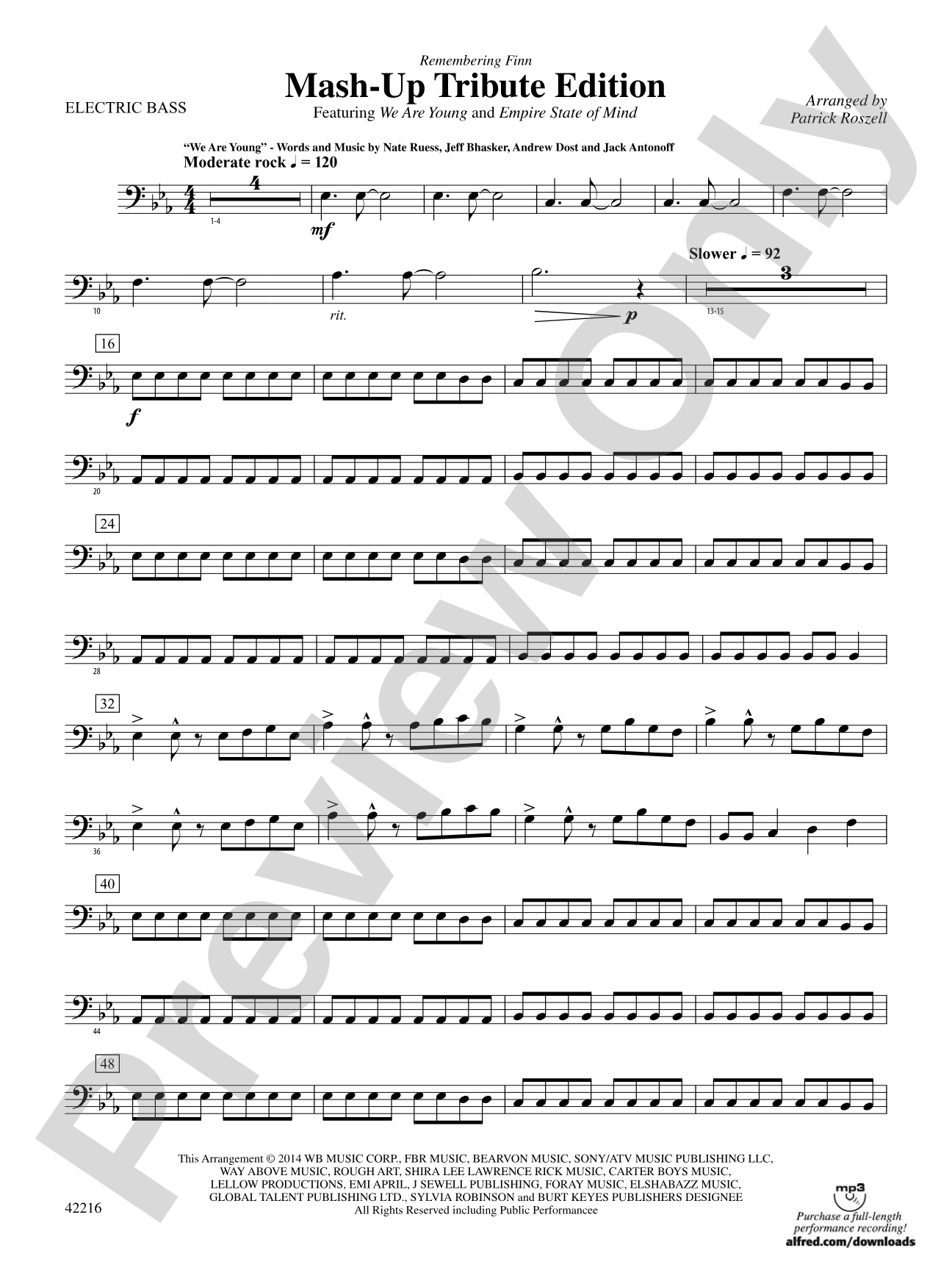 Mash-Up---Tribute Edition (Remembering Finn) (as featured on Glee): Electric Bass