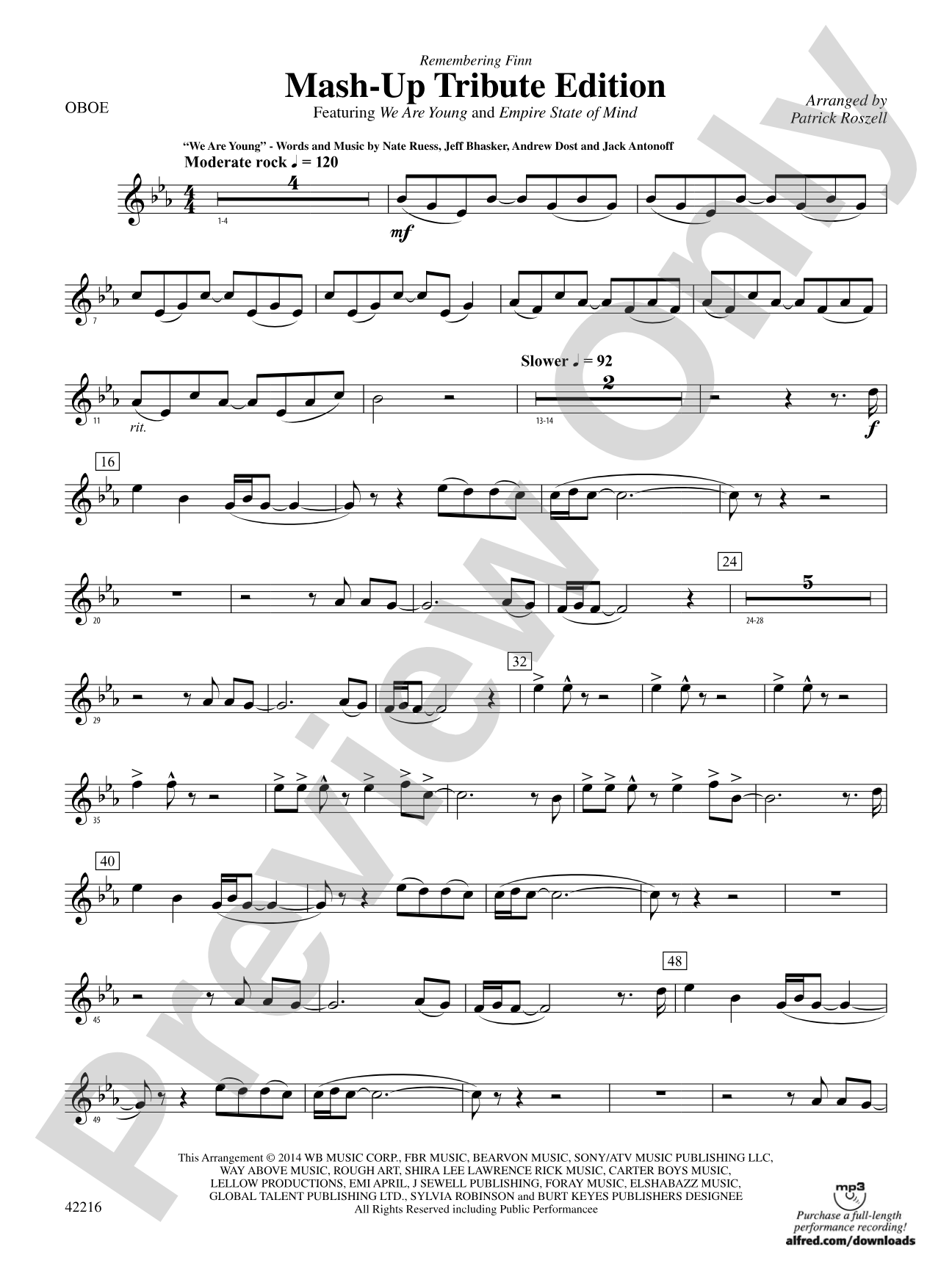 Mash-Up---Tribute Edition (Remembering Finn) (as featured on Glee): Oboe