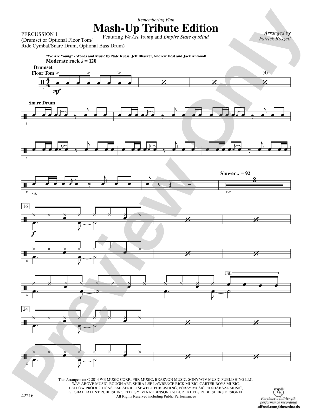 Mash-Up---Tribute Edition (Remembering Finn) (as featured on Glee): 1st Percussion