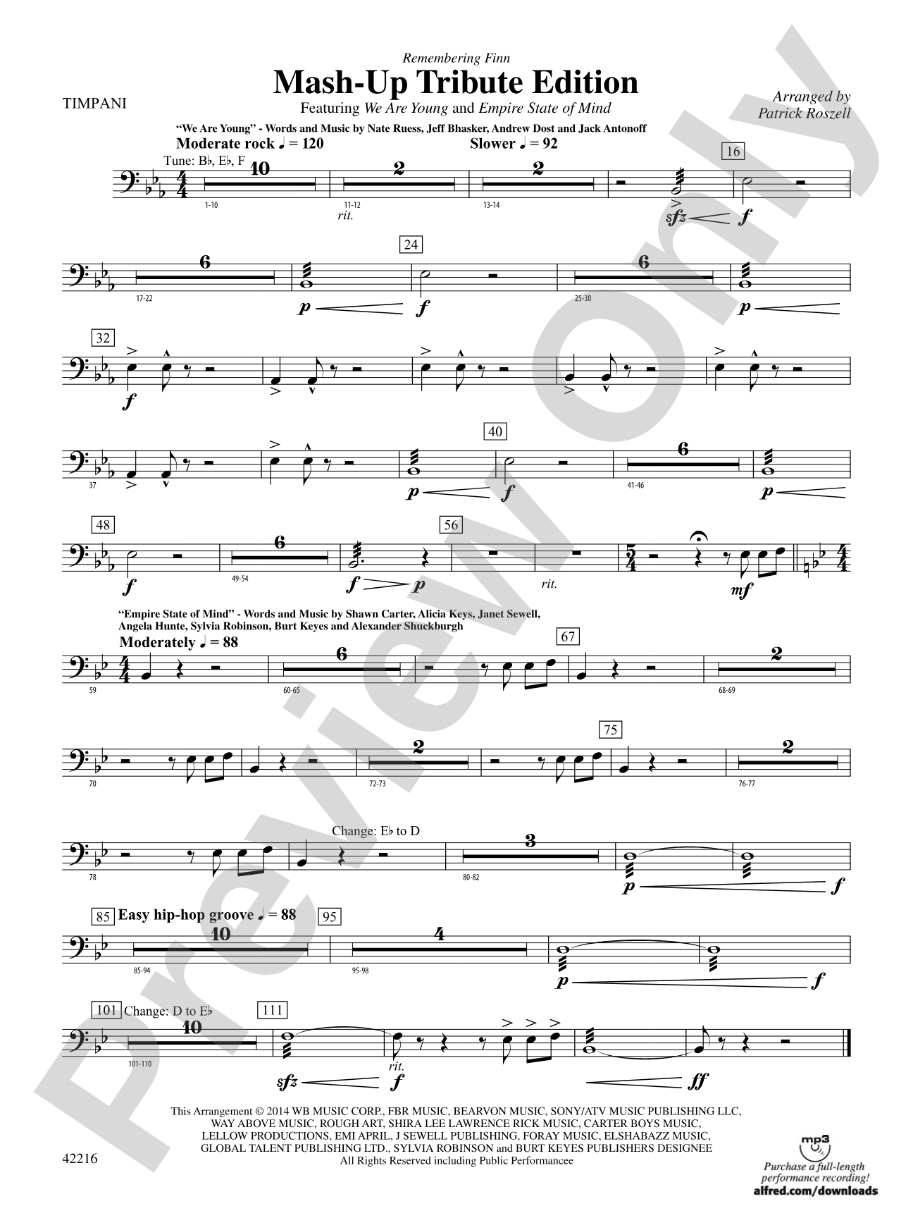 Mash-Up---Tribute Edition (Remembering Finn) (as featured on Glee): Timpani