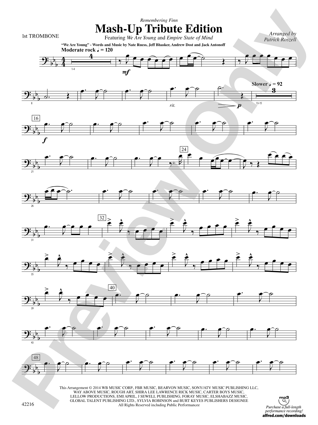 Mash-Up---Tribute Edition (Remembering Finn) (as featured on Glee): 1st Trombone