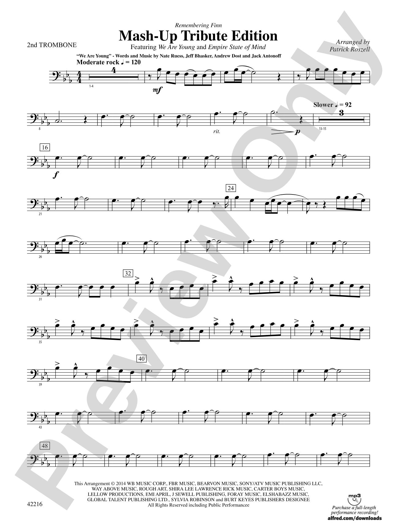 Mash-Up---Tribute Edition (Remembering Finn) (as featured on Glee): 2nd Trombone