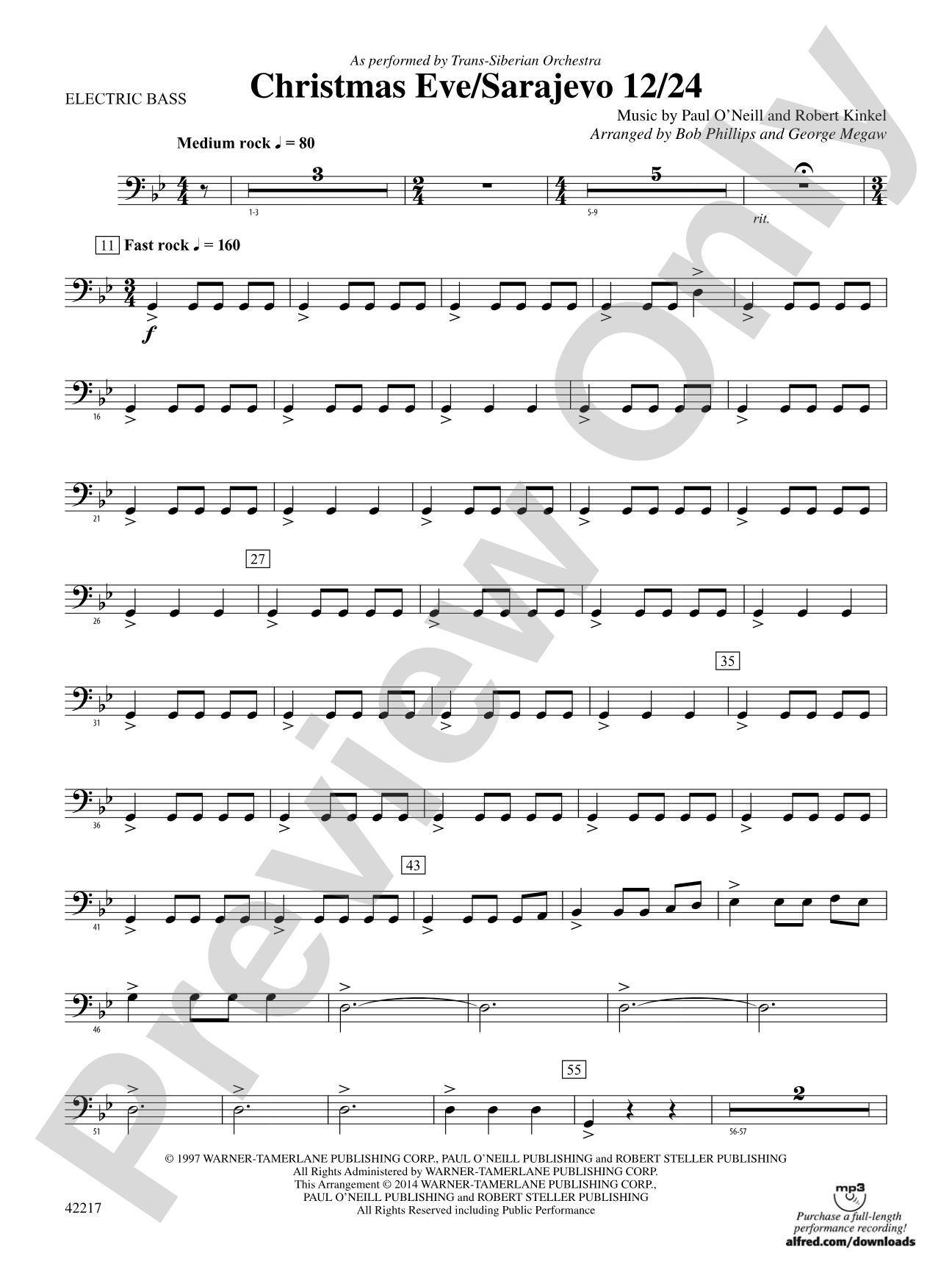 Christmas Eve/Sarajevo 12/24: Electric Bass