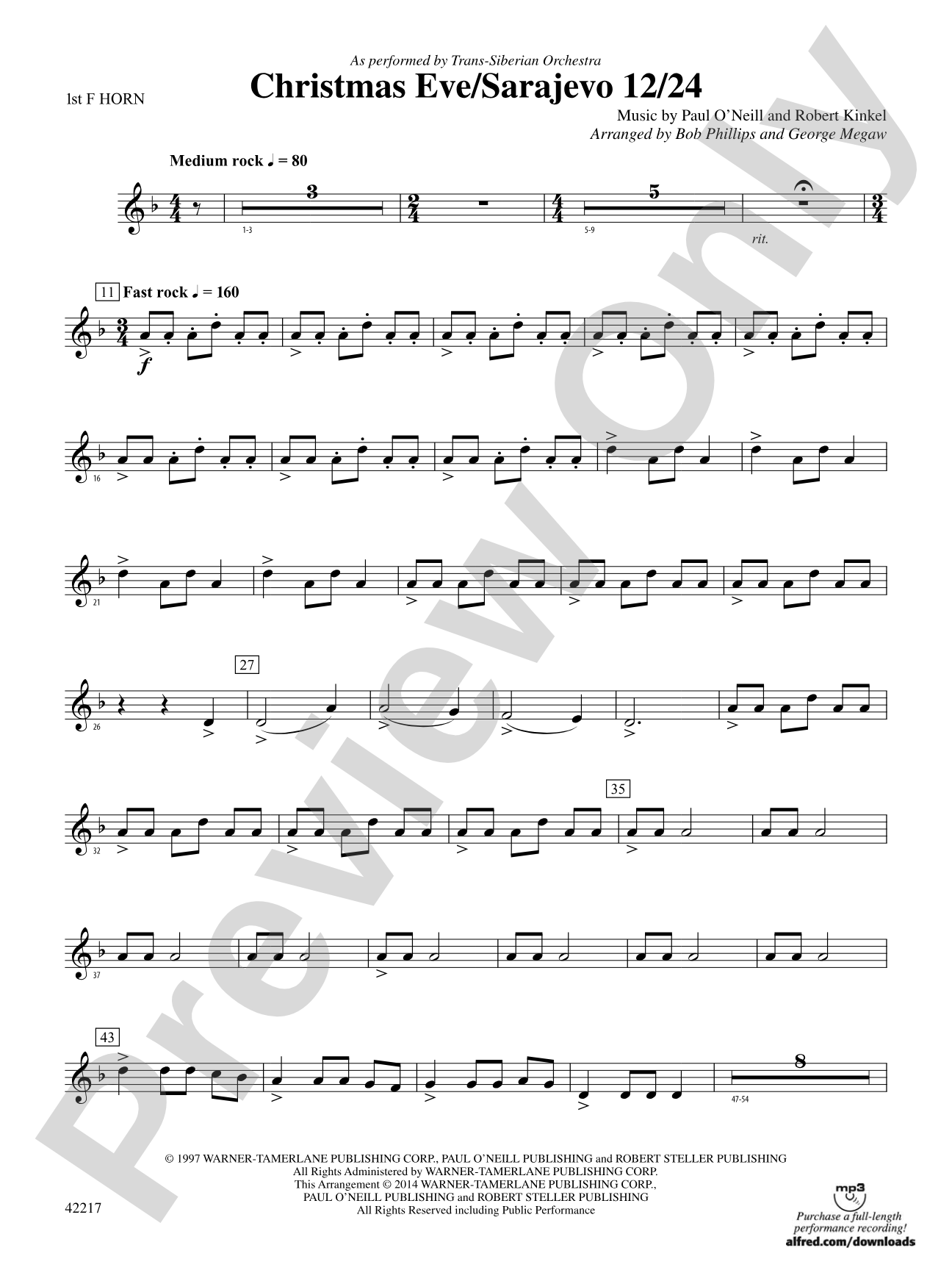 Christmas Eve/Sarajevo 12/24: 1st F Horn