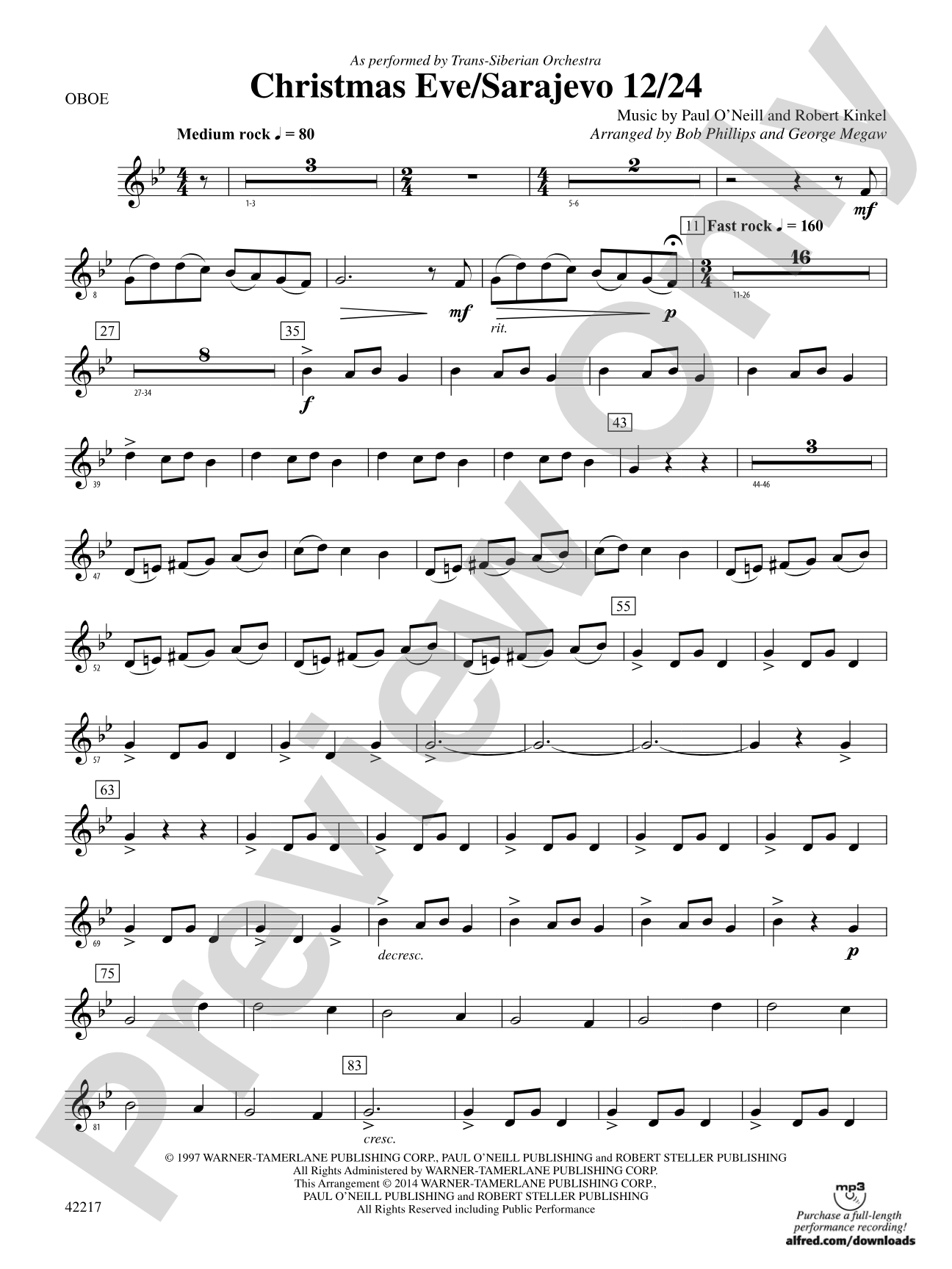 Christmas Eve/Sarajevo 12/24: Oboe