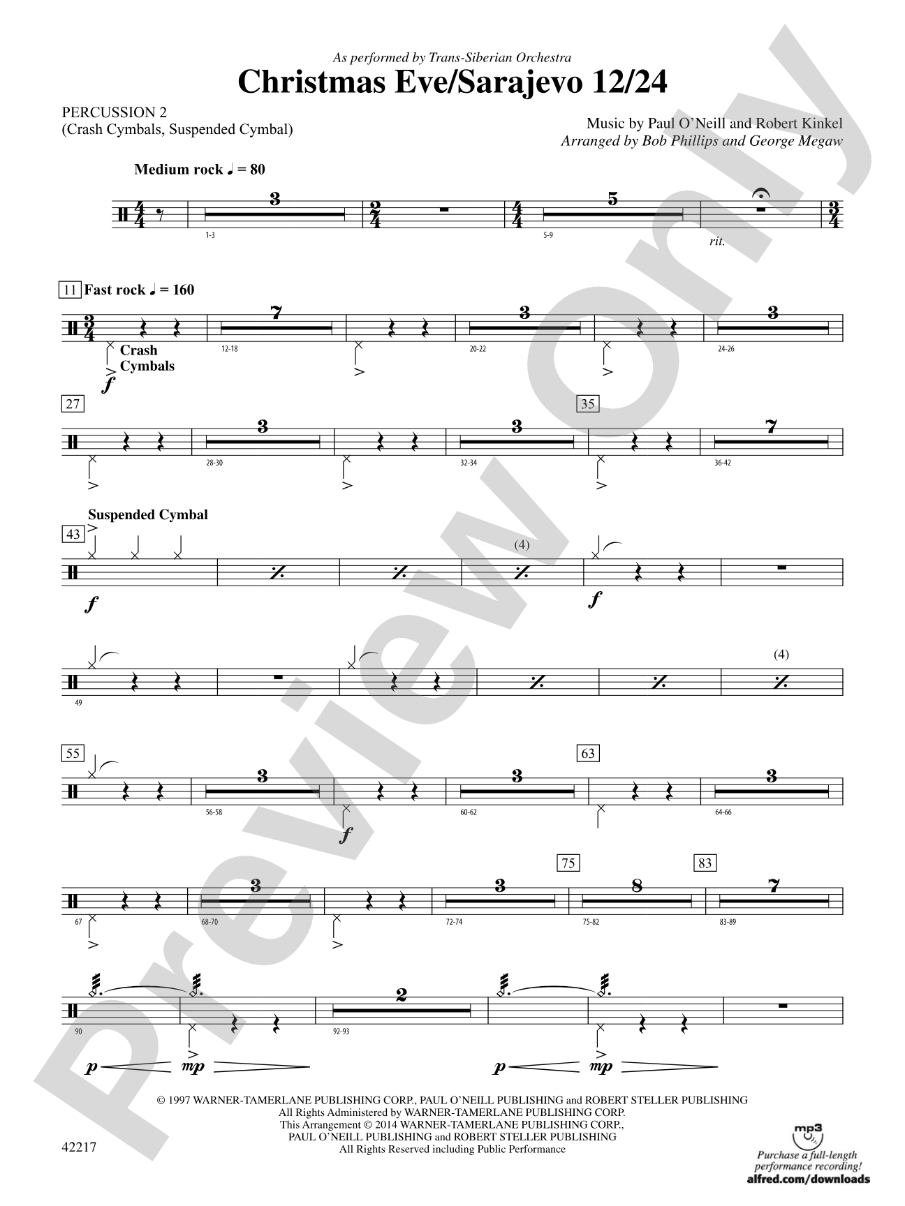 Christmas Eve/Sarajevo 12/24: 2nd Percussion